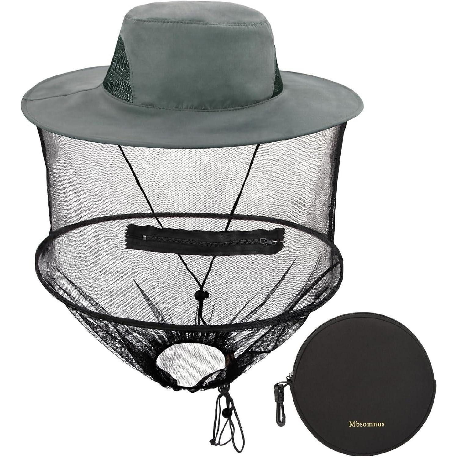 LuxusKollektion Fliegenhaube Imkerhut Moskitonetz Grau Sonnenhut mit abnehmbarem Kopfnetz Schnell