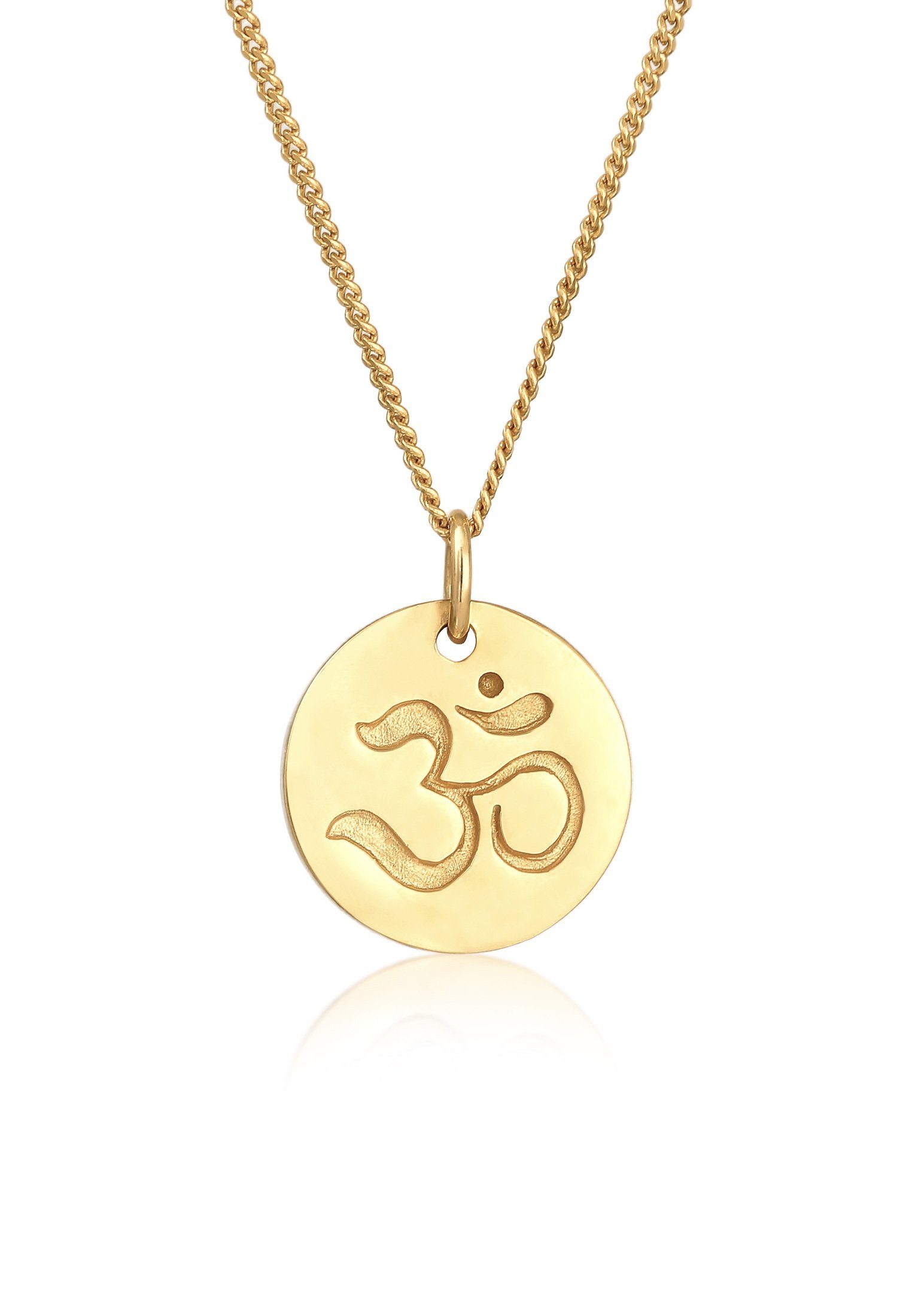 Elli Kette mit Anhänger Om Mantra Yoga Symbol 925 Silber, Om Gold