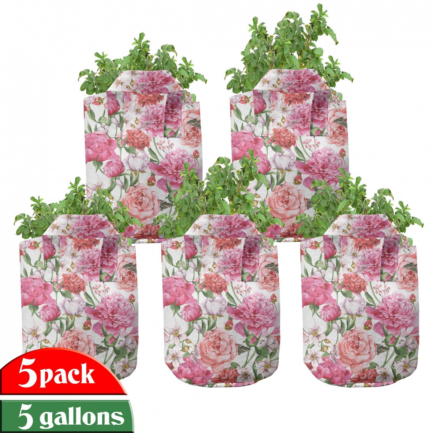 Abakuhaus Pflanzkübel hochleistungsfähig Stofftöpfe mit Griffen für Pflanzen, Shabby Chic Spring Garden Roses