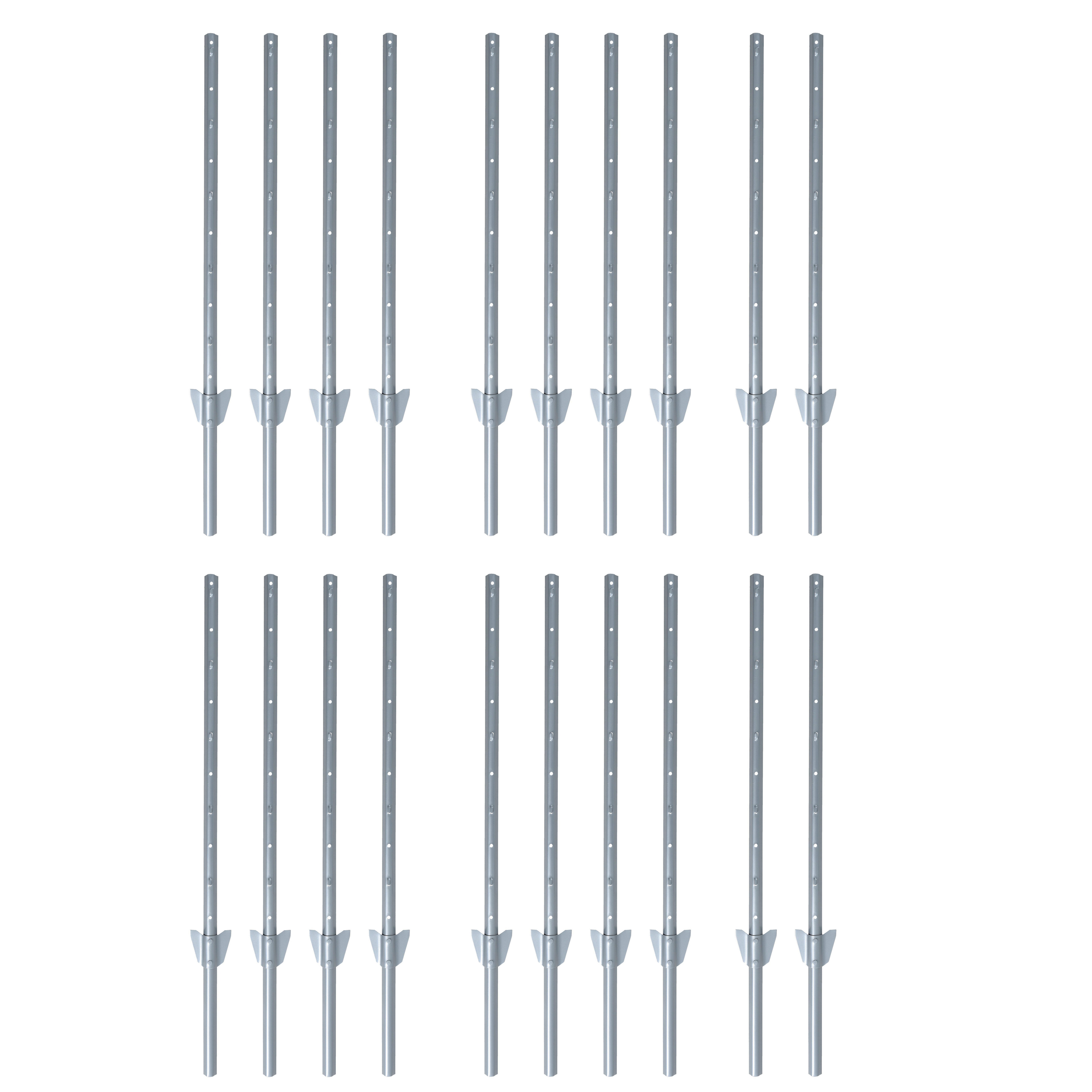 ESTEXO Zaunpfosten Zaunanker Erdanker 187cm 20er Set Zaunhalter Pfostenset Pfosten Gra