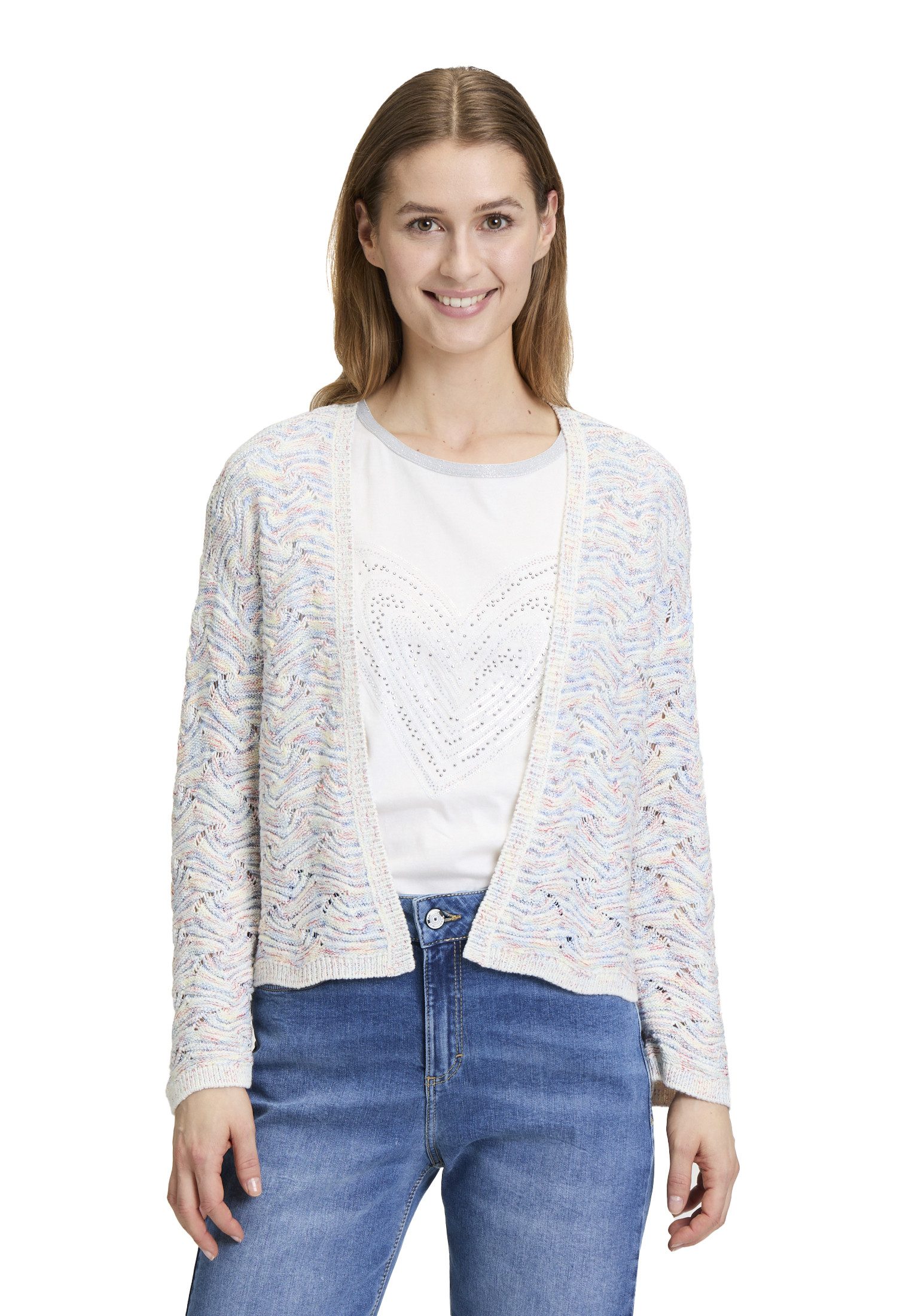 Strickjacke Cartoon Damen Strick-Cardigan mit Struktur