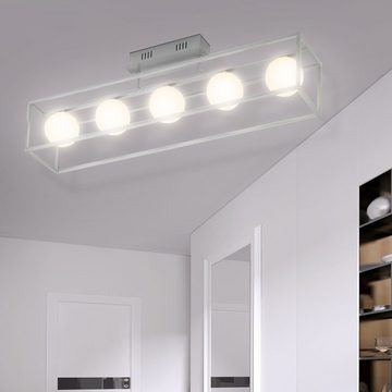 WOFI LED Deckenleuchte, Leuchtmittel inklusive, Warmweiß, Deckenleuchte Wohnzimmerlampe LED Glas Deckenlampe silber