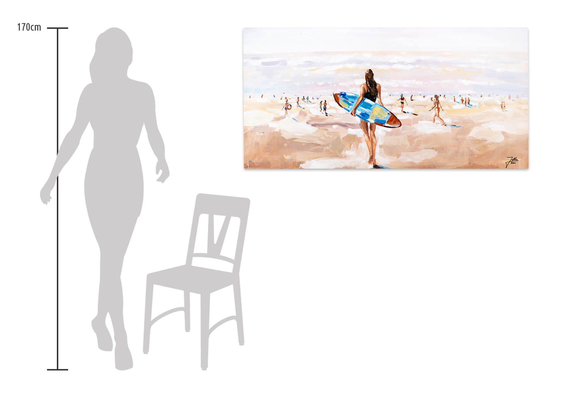 KUNSTLOFT Gemälde Raus aufs Wandbild Meer 100% 120x60 cm, Wohnzimmer Leinwandbild HANDGEMALT