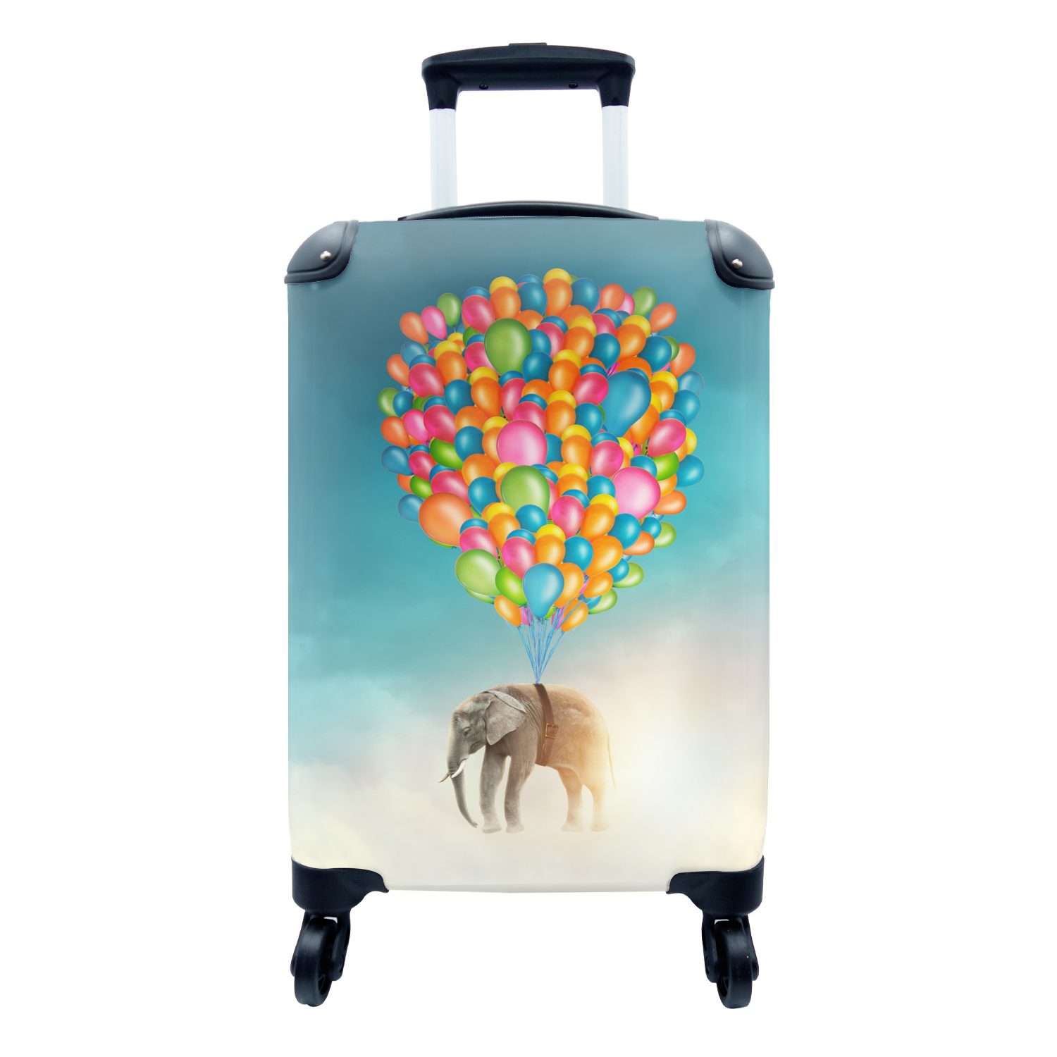 MuchoWow Handgepäckkoffer Elefant - Luftballons - Farben, 4 Rollen, Reisetasche mit rollen, Handgepäck für Ferien, Trolley, Reisekoffer