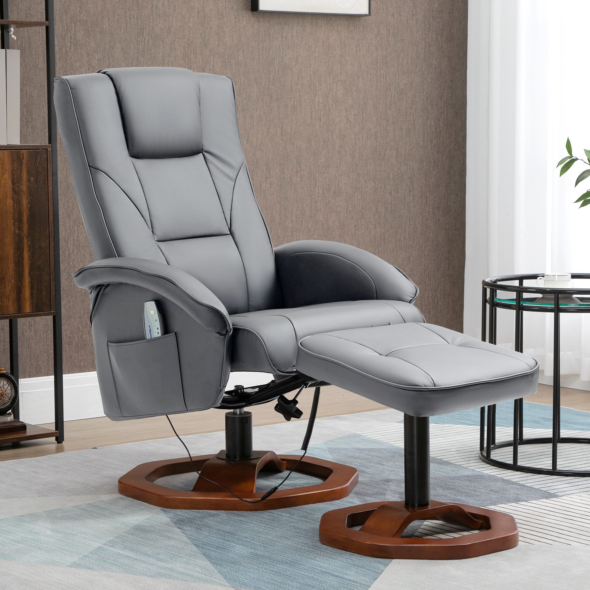 HOMCOM Massagesessel mit Hocker, Seitentasche, Stauraum, günstig online kaufen