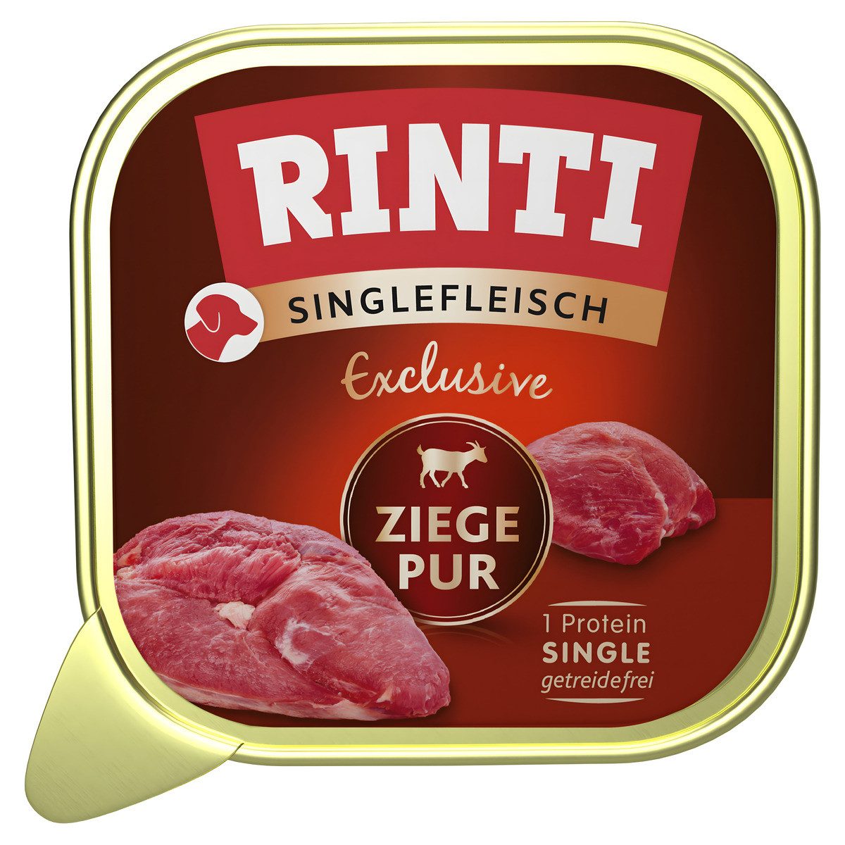 Rinti Singlefleisch Exclusive Ziege pur 150 g - 10 Stück, Nassfutter für: Hund