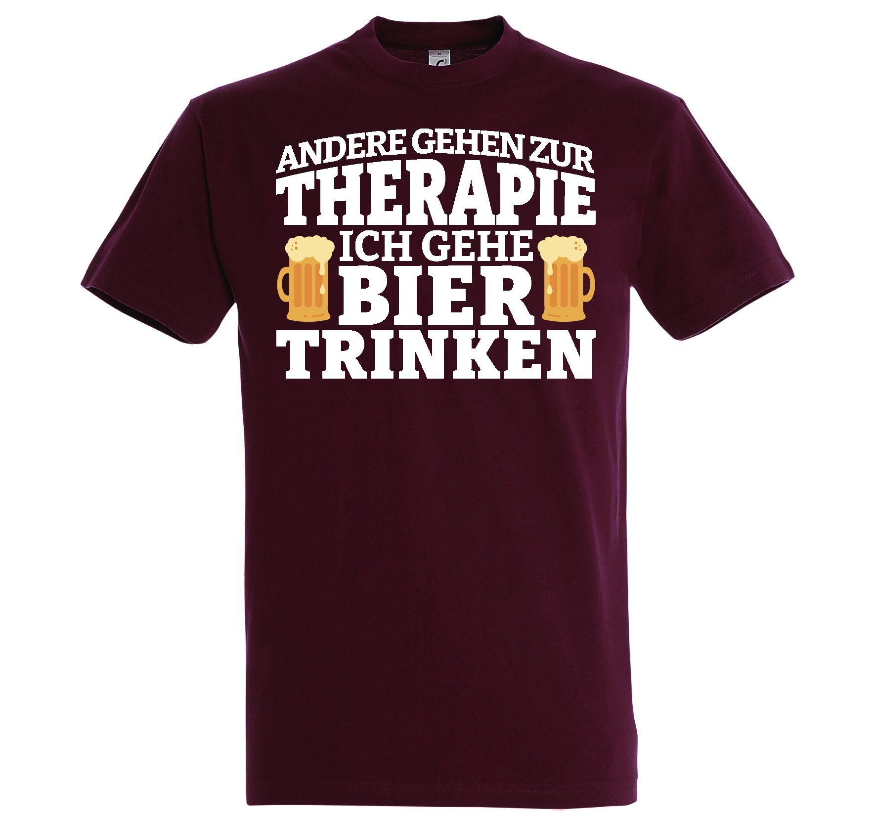 Youth Spruch Burgund mit Bier Herren Therapie Lustigem Shirt Bier Designz T-Shirt