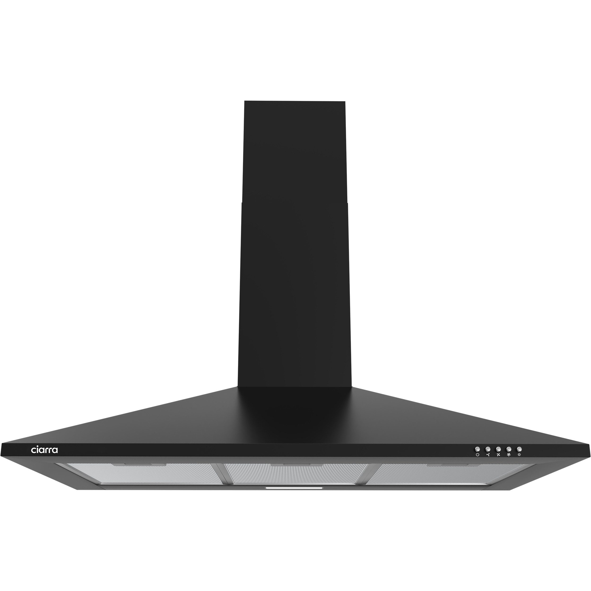 CIARRA Wandhaube 370 m³/h Dunstabzugshaube Umluft & Abluft 3 Stufen leise Serie CAB9201A 370 m³/h Dunstabzugshaube Umluft & Abluft 3 Stufen leise, 90 cm Abzugshaube mit LED-Beleuchtung Druckknopf Schwarz