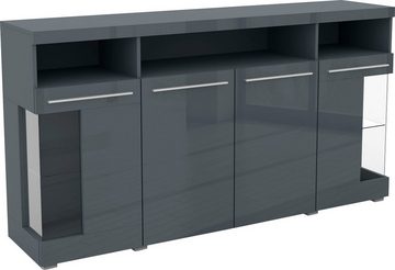 INOSIGN Sideboard India,Breite 182cm, stilvolle Kommode mit Glastüren, Kombikommode viel Stauraum, Einlegeböden verstellbar,ohne Beleuchtung