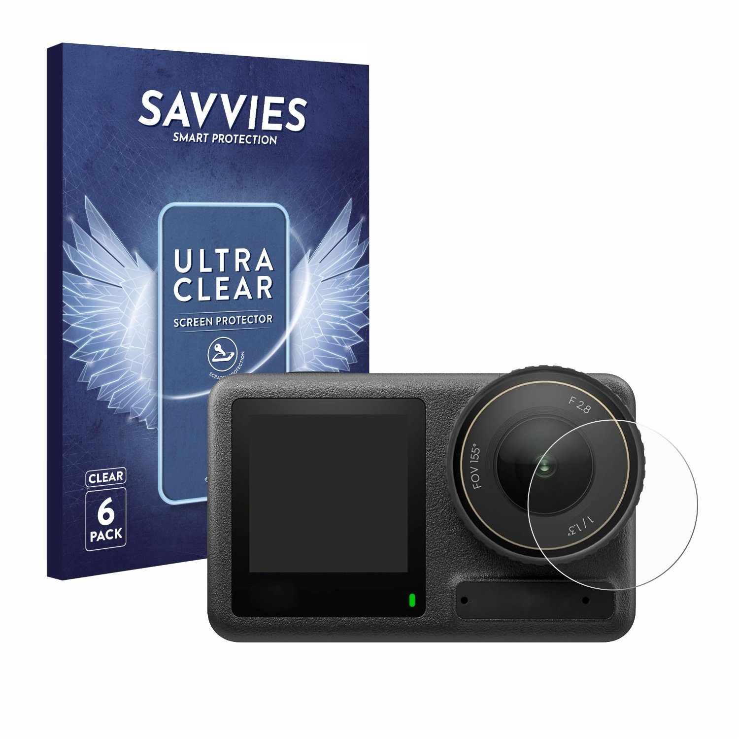 Savvies Displayschutzfolie Schutzfolie für DJI Osmo Action 4 (Linse), 6 Stück, Displayschutz Schutz Folie Klar Transparent