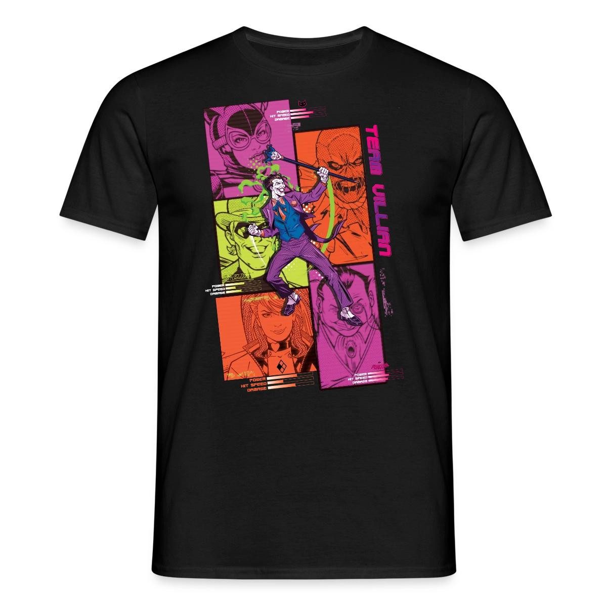 Spreadshirt T-Shirt Batman Team Villain Mit Joker Und Comic-Panels Männer T-Shirt (1-tlg)