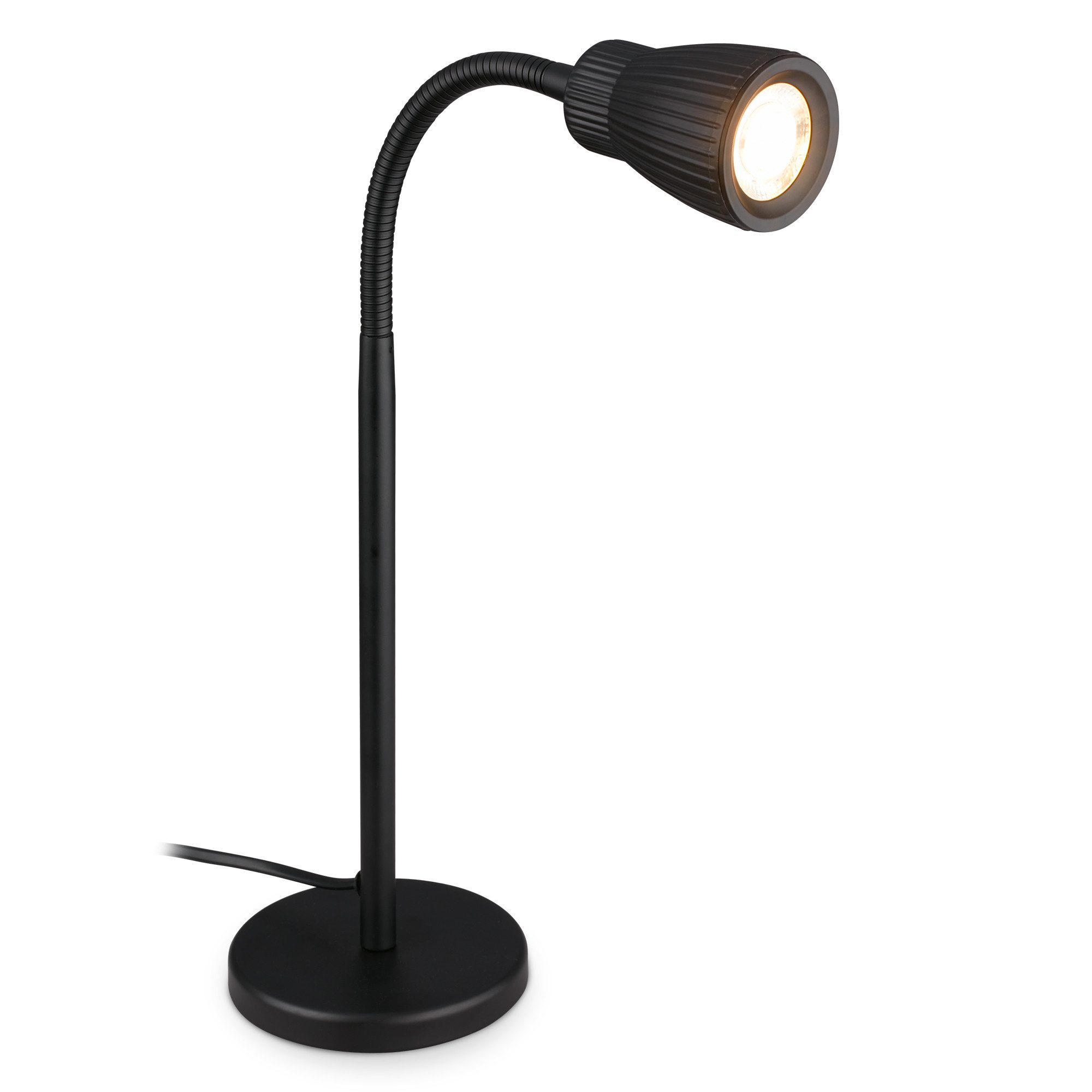 Briloner Leuchten LED Tischleuchte Tischlampe Schwenkbar Kabelschalter Schreibtischlampe, LED fest integriert, 3000K, 11x49,5 cm, Büro, Schlafzimmer, Wohnzimmer