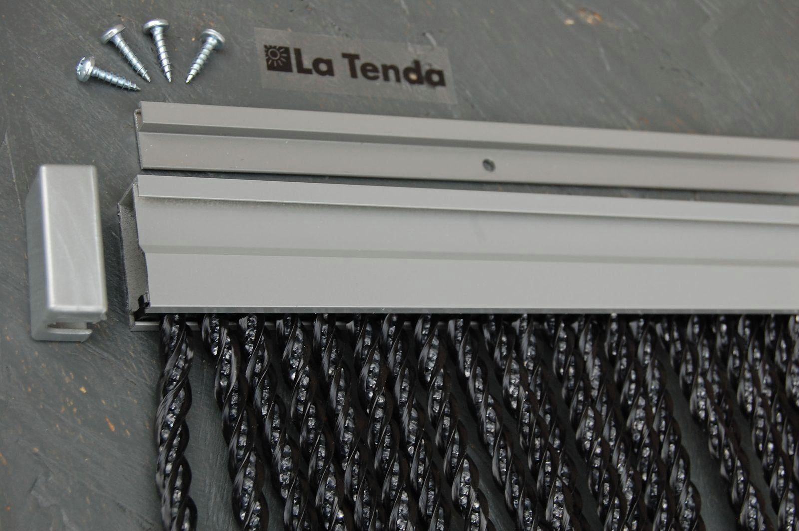 Streifenvorhang 100 - Tenda Montage 1 BELLANO PVC Pro schwarz, x 250 XL cm, Tenda einfache La Insektenschutz-Vorhang La
