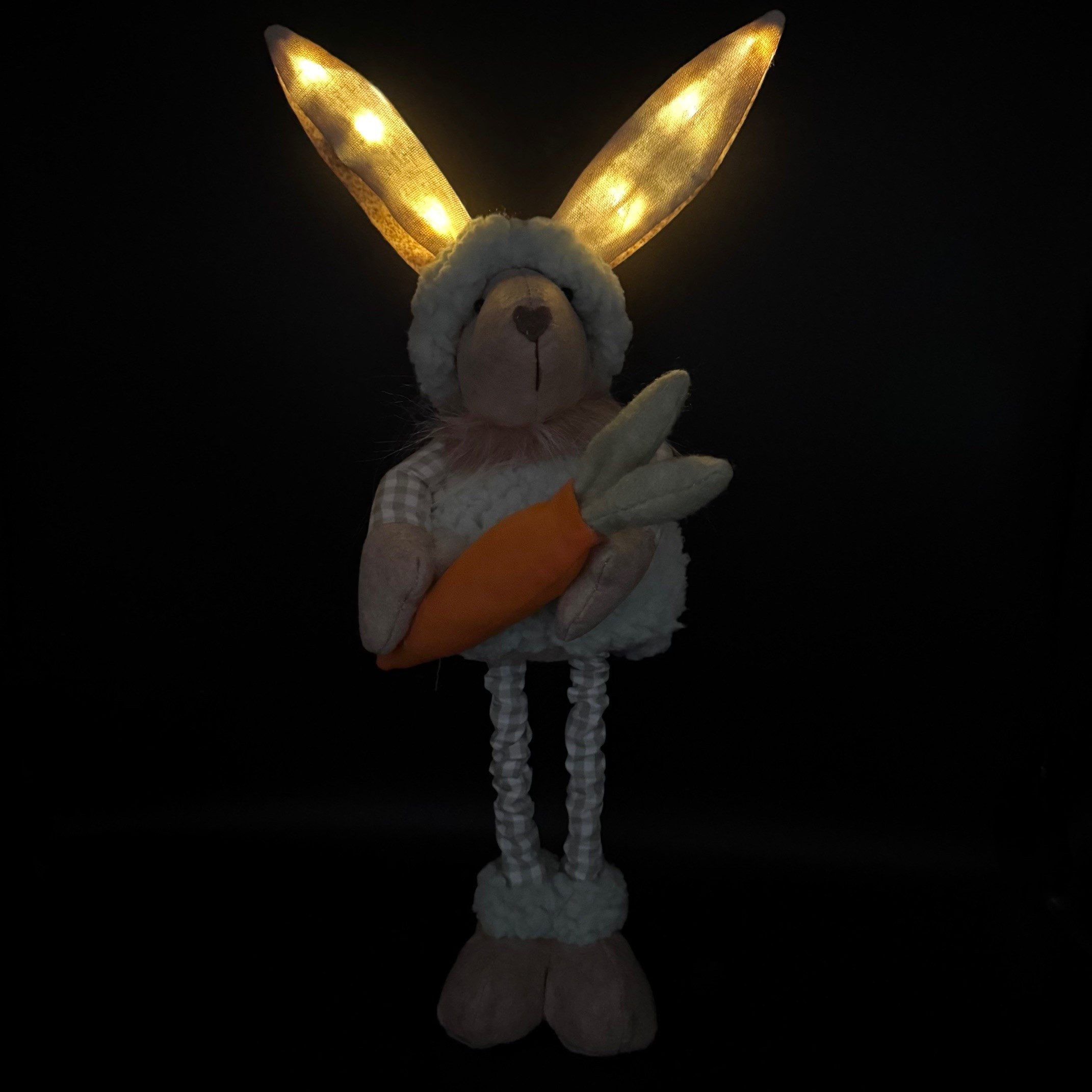 Online-Fuchs Osterhase - 2er Set Hasen mit Möhre und Teleskopbeinen - Osterdekoration, Ostern (mit beleuchteten Ohren), inkl. 6-Stunden Timerfunktion