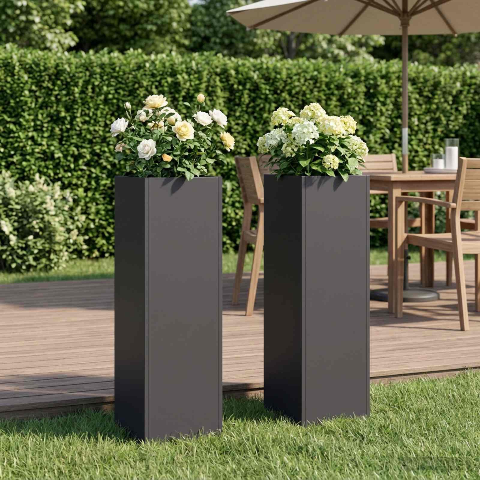 vidaXL Blumentopf Garten-Pflanzgefäß 2 stk. Schwarz 20 x 20 x 75 cm (2 St) – Bild 2 von 5