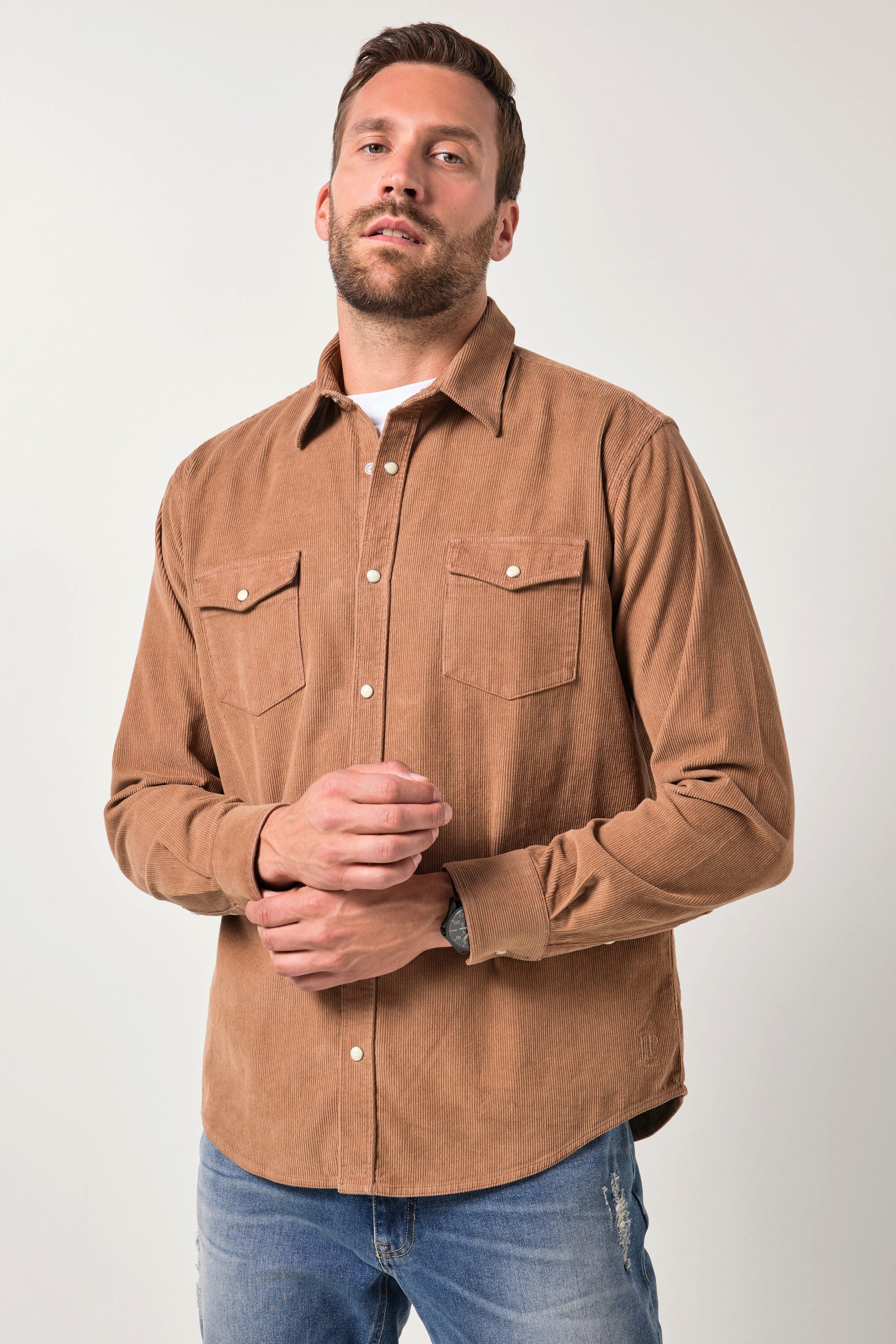 JP1880 Businesshemd Cordhemd Langarm Kentkragen Modern Fit