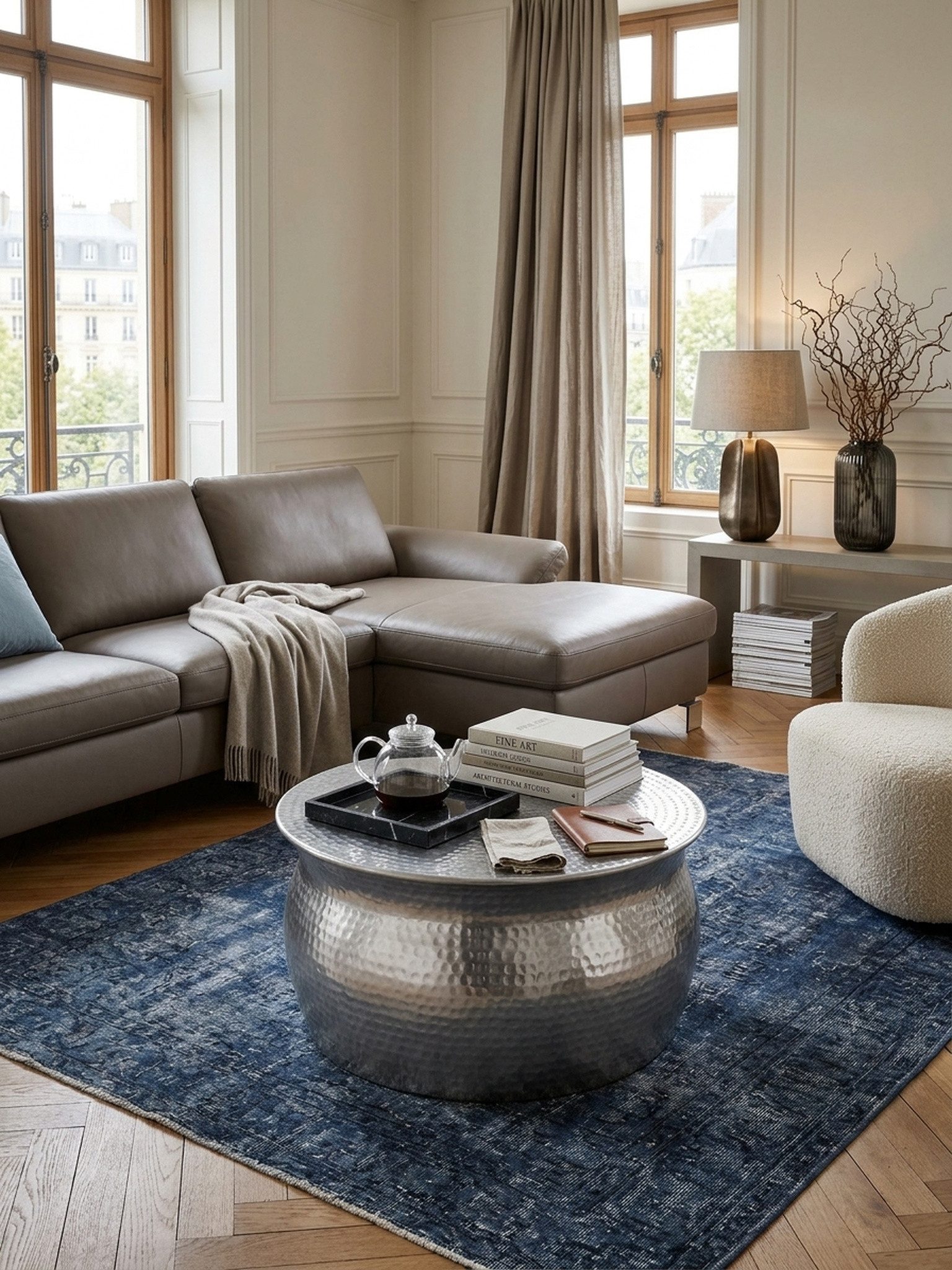 KADIMA DESIGN Couchtisch Kaffeetisch ENNS - Orientalisches Design & Hammerschlagstrukturen