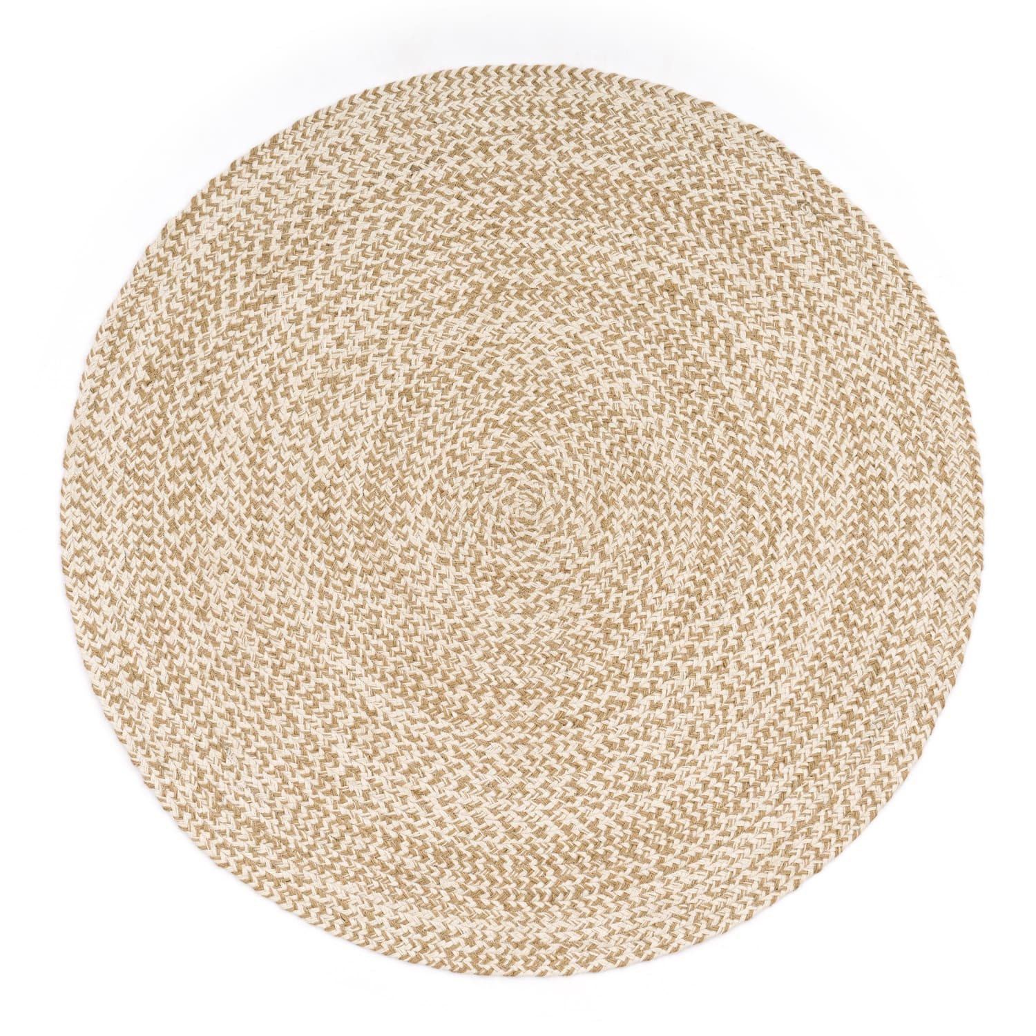 KADIMA DESIGN Teppich Boho wendbar 100% Baumwolle schmutzabweisend Baumwollteppich, Rund, Höhe: 9 mm, Florhöhe: 5 mm, pflegeleicht, Rücken aus Jute, Rund, 80Dcm, Beige