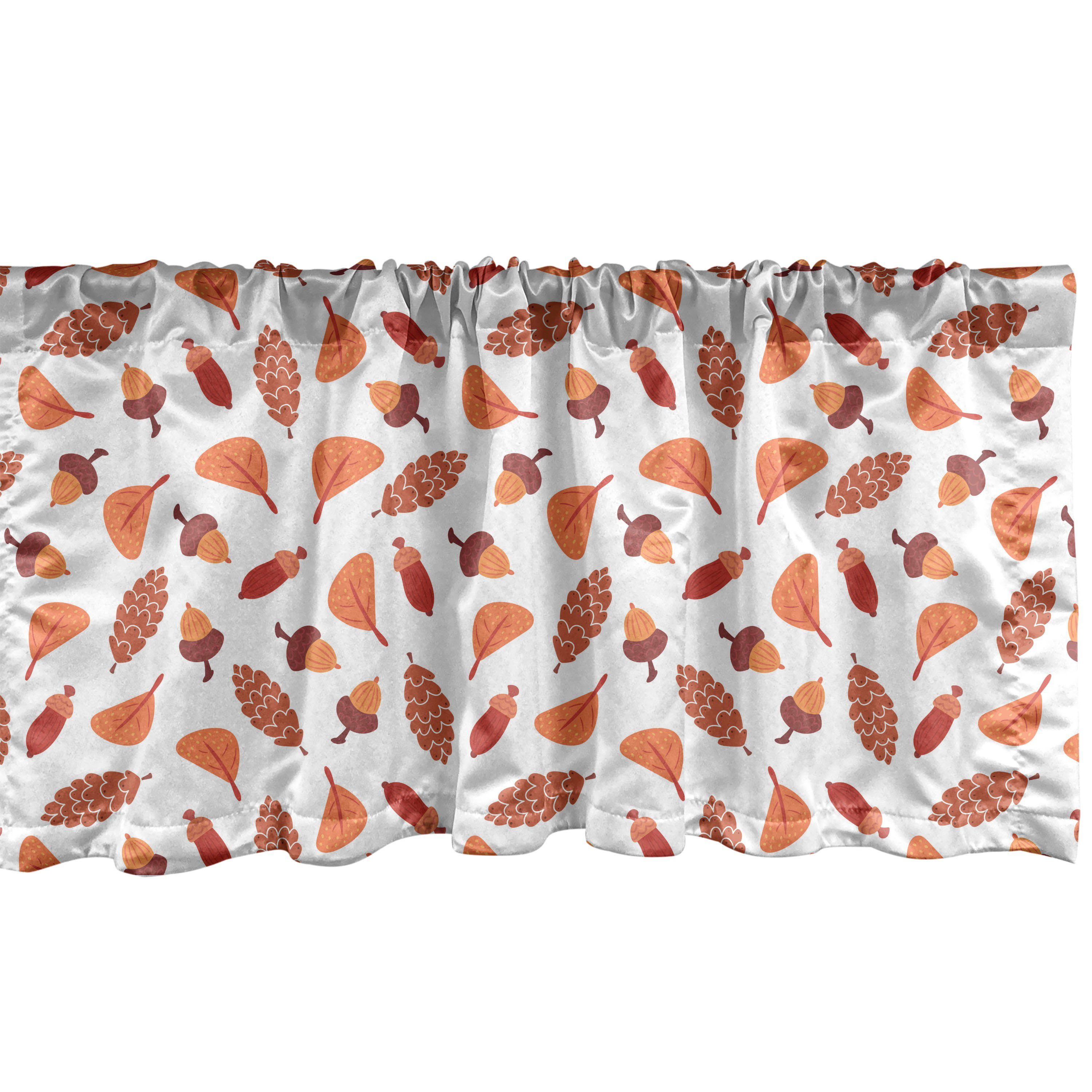 Scheibengardine Vorhang Volant Microfaser, Herbst Acorn für Küche Dekor mit Blätter Stangentasche, Schlafzimmer Saisonale Kegel Abakuhaus
