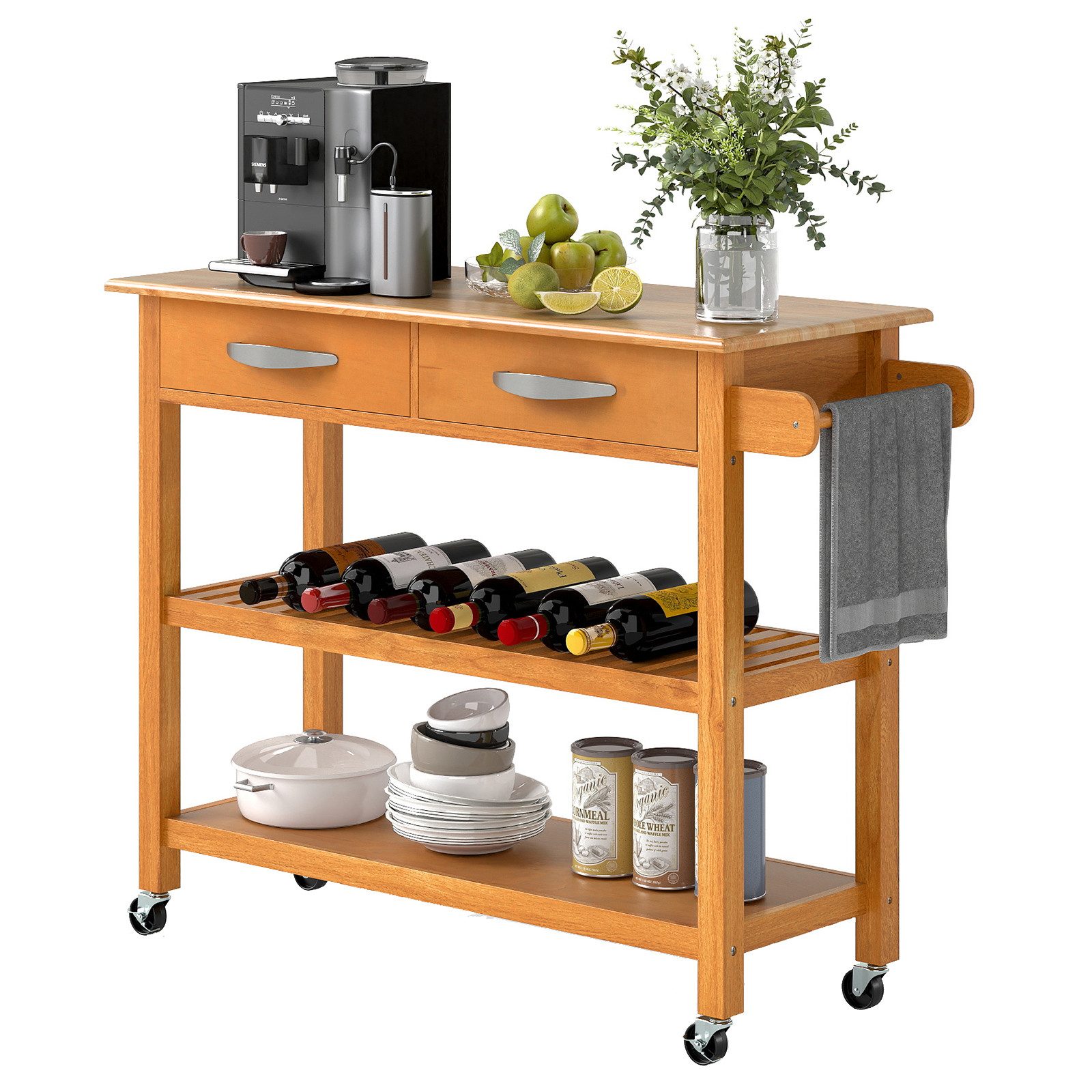 COSTWAY Küchenwagen, mit Rollen, Arbeitsplatte & günstig online kaufen