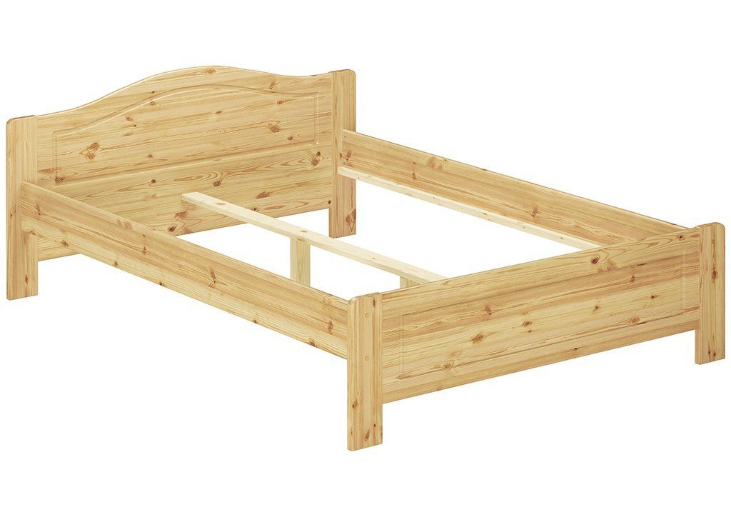 ERST-HOLZ Bett Geschwungenes Bettgestell 140x200 Holzbett Kiefer, Kieferfarblos lackiert