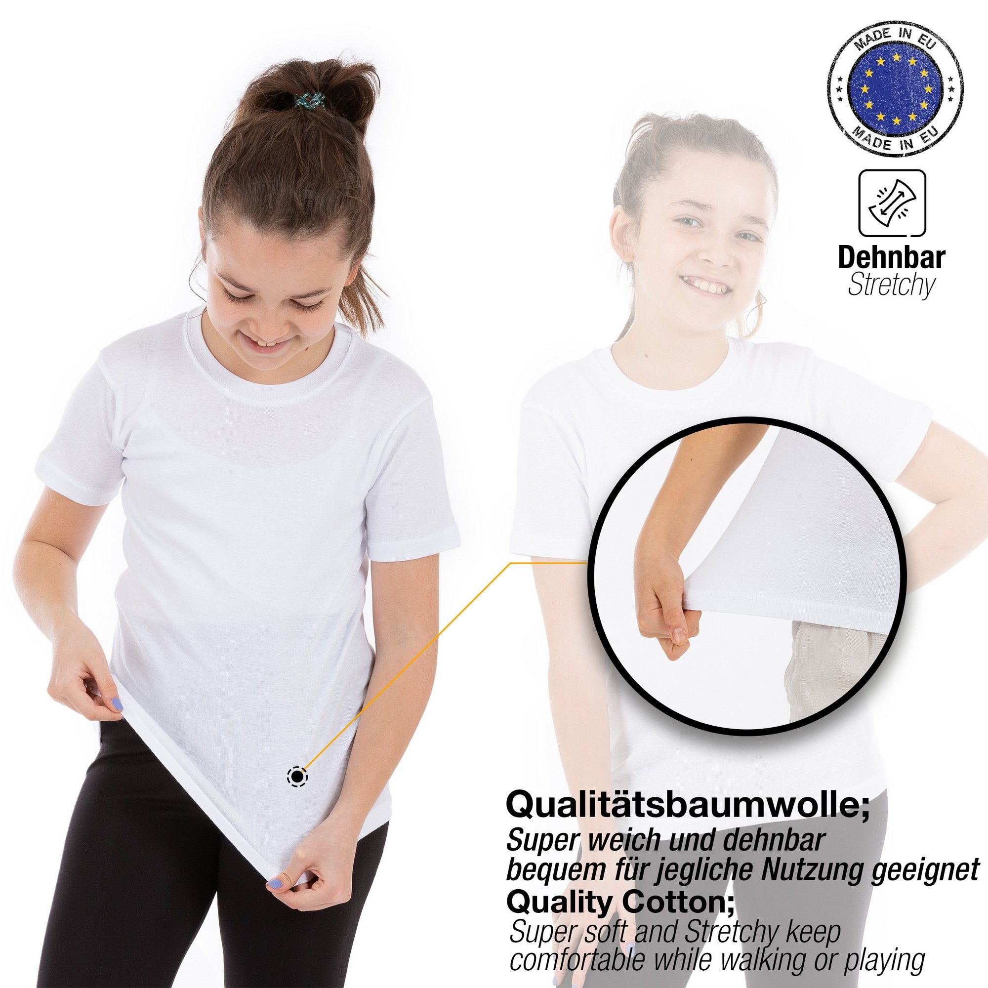 LOREZA Unterhemd Jungen & Mädchen Unterhemden Kurzarm Shirt - T-Shirt 100% Baumwolle (Spar-Packung, 6-St., 6er-Pack) – Bild 4 von 5