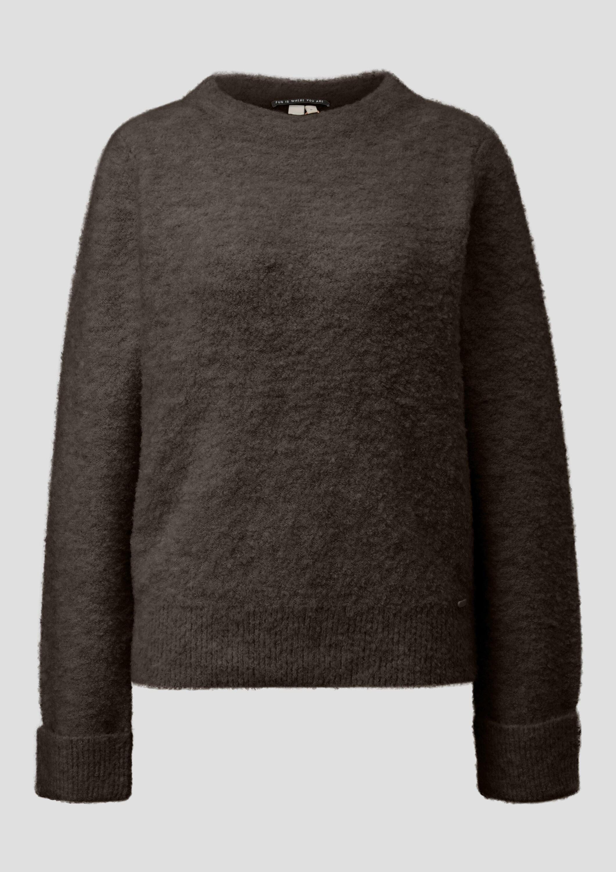 QS Longpullover Strickpullover Bouclé-Pullover