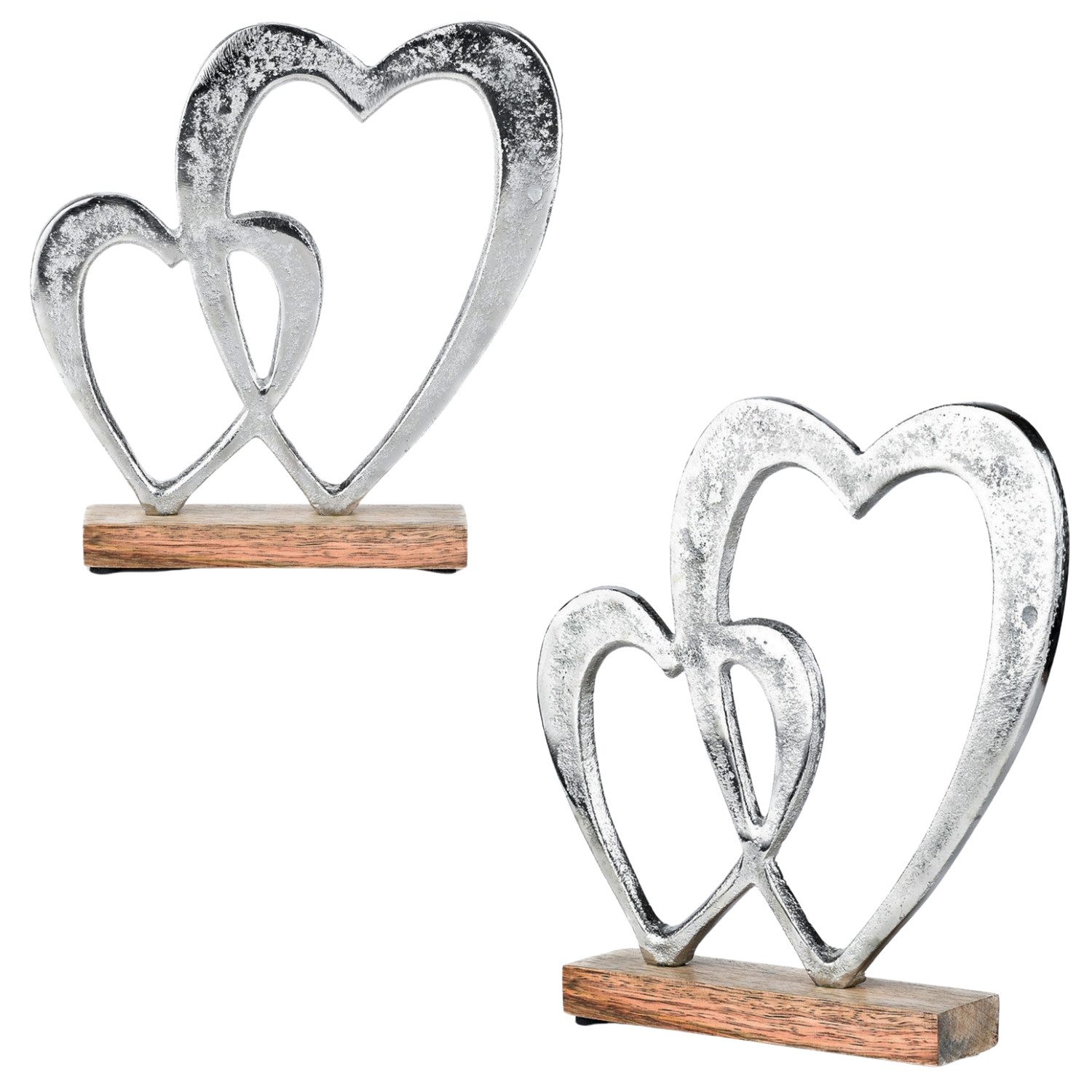 Marrakesch Orient & Mediterran Interior Dekoobjekt 2er-Set Dekoaufsteller Amour 10 handgemacht aus Aluminium, Silber 20cm (2 St)