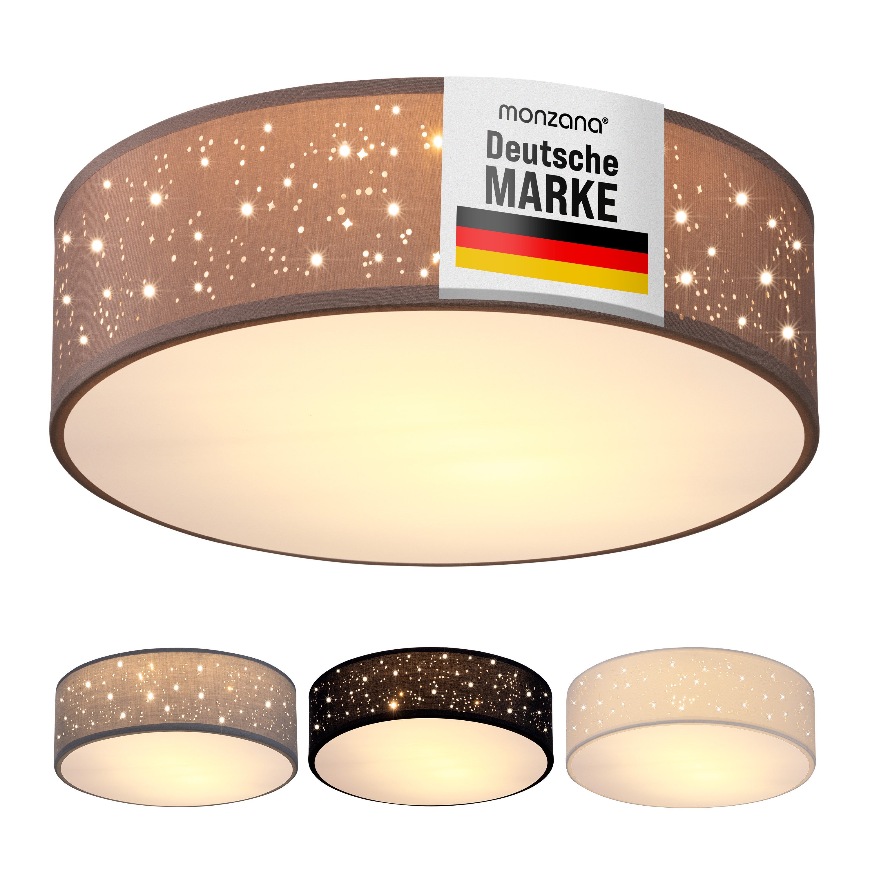 monzana Deckenleuchte, 30 cm, Sternenhimmel Rund Stoffschirm 30 cm 1-Flammig E27 Modern