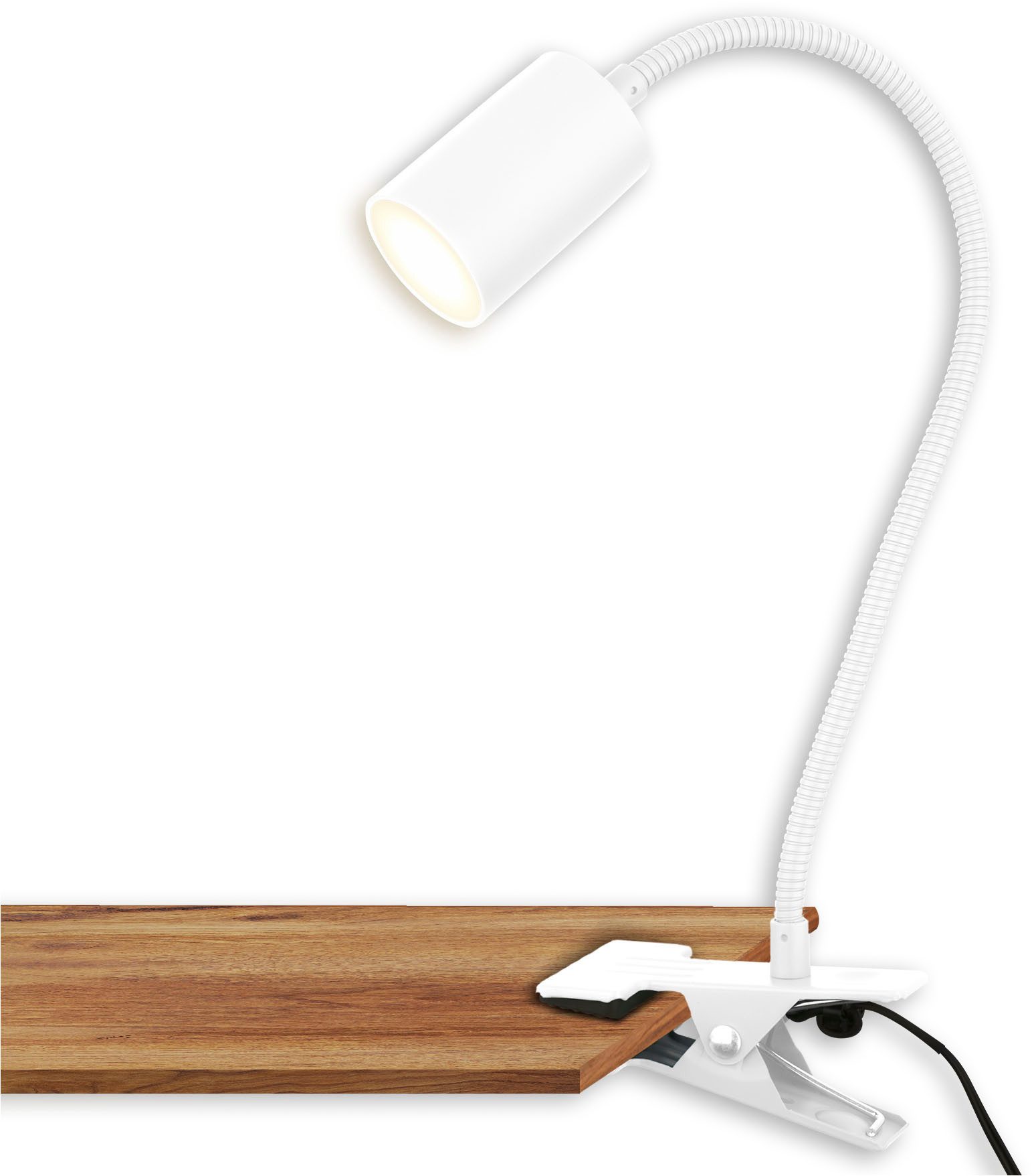 LED-Klemmleuchte Fleks, weiß, flexibel, Metall günstig online kaufen