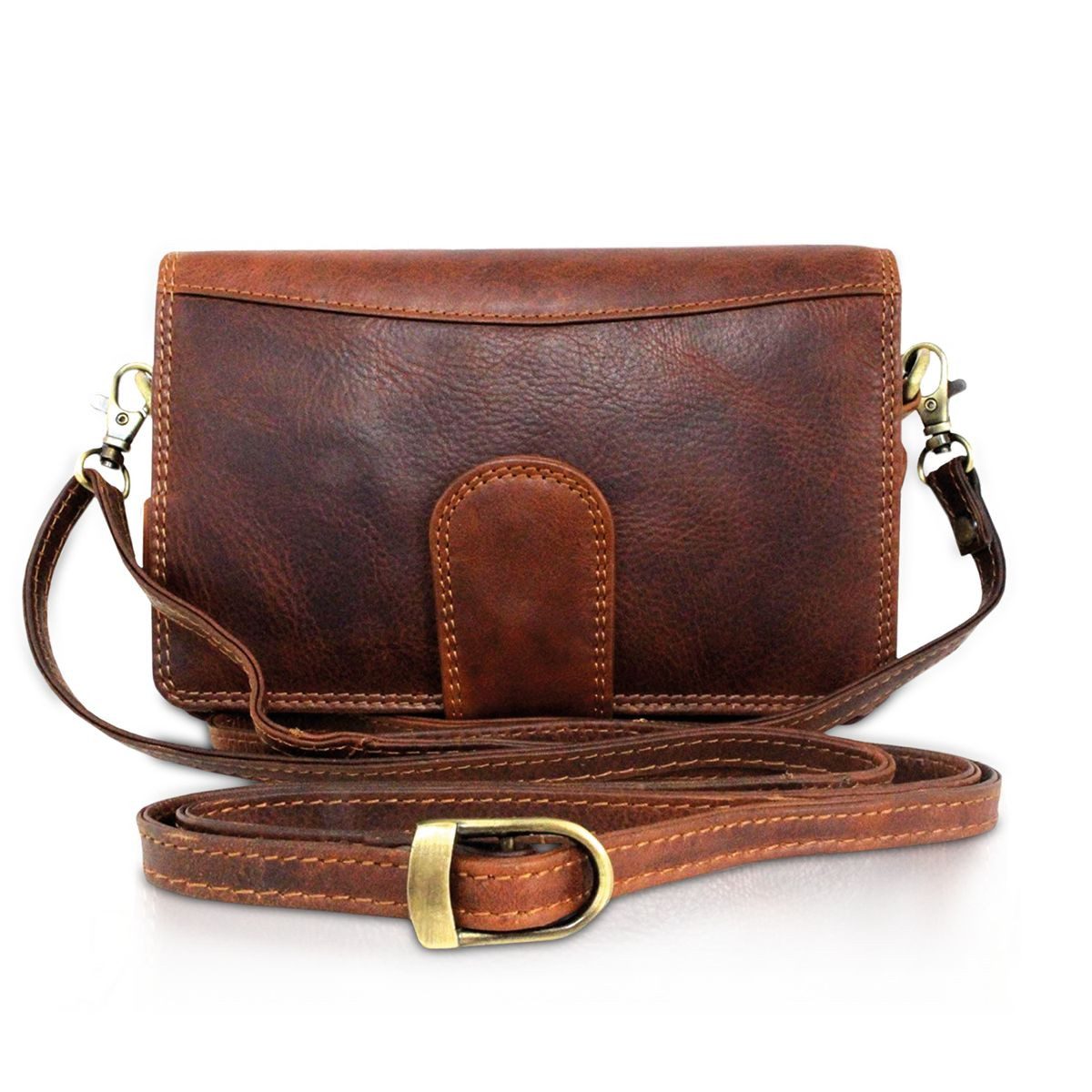 Handgelenktasche Herren Echtleder Handgemachte Umhängetasche RFID Schutz Vintage Braun