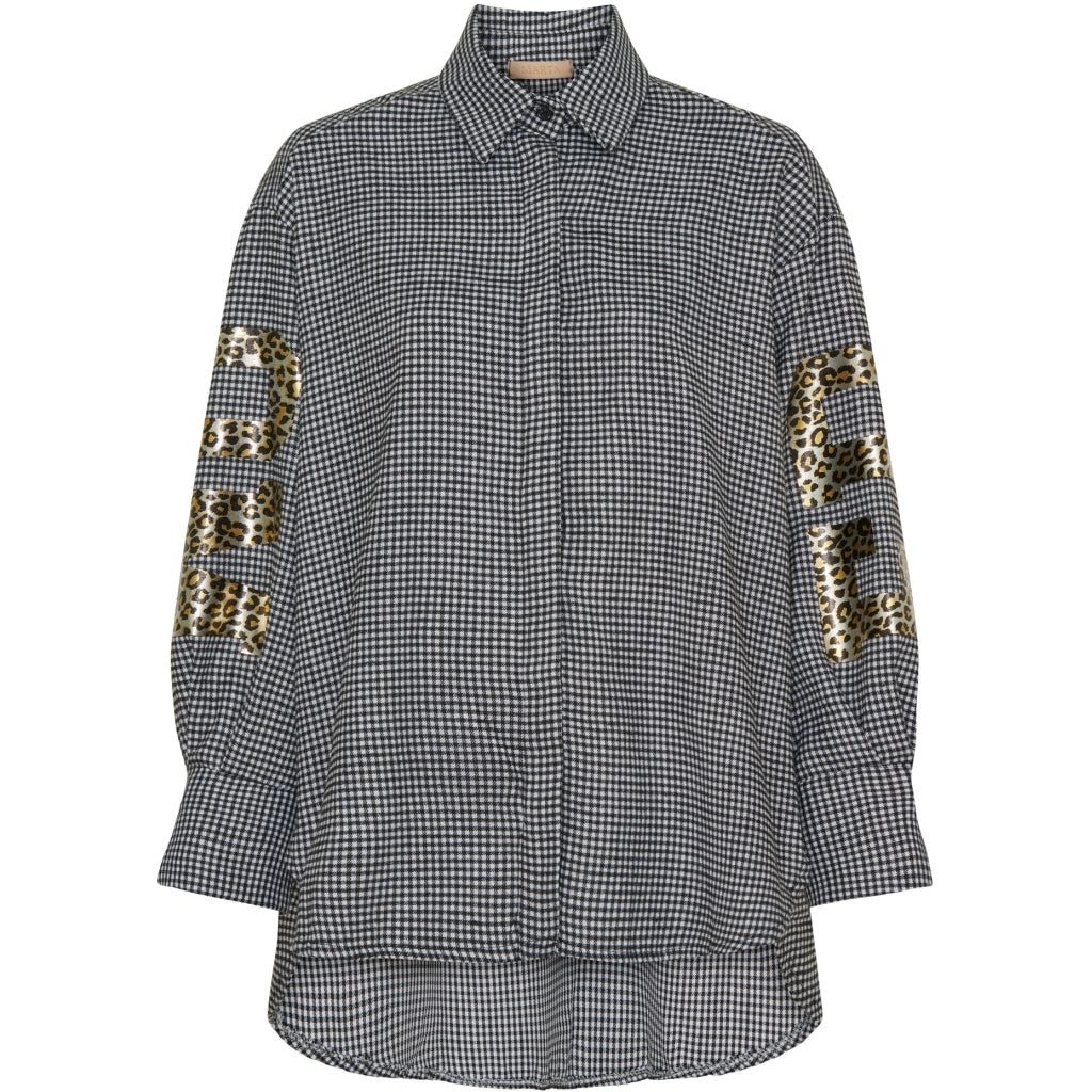 Streifenhemd MARTA DU CHATEAU- Leopardenmuster & Karo-Oversize-Hemd
