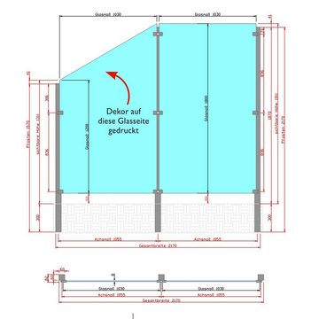 STAKET PRO Zaun, (Set), Glaszaun, Gesamtlänge: 2,17 m, 3 Pfosten