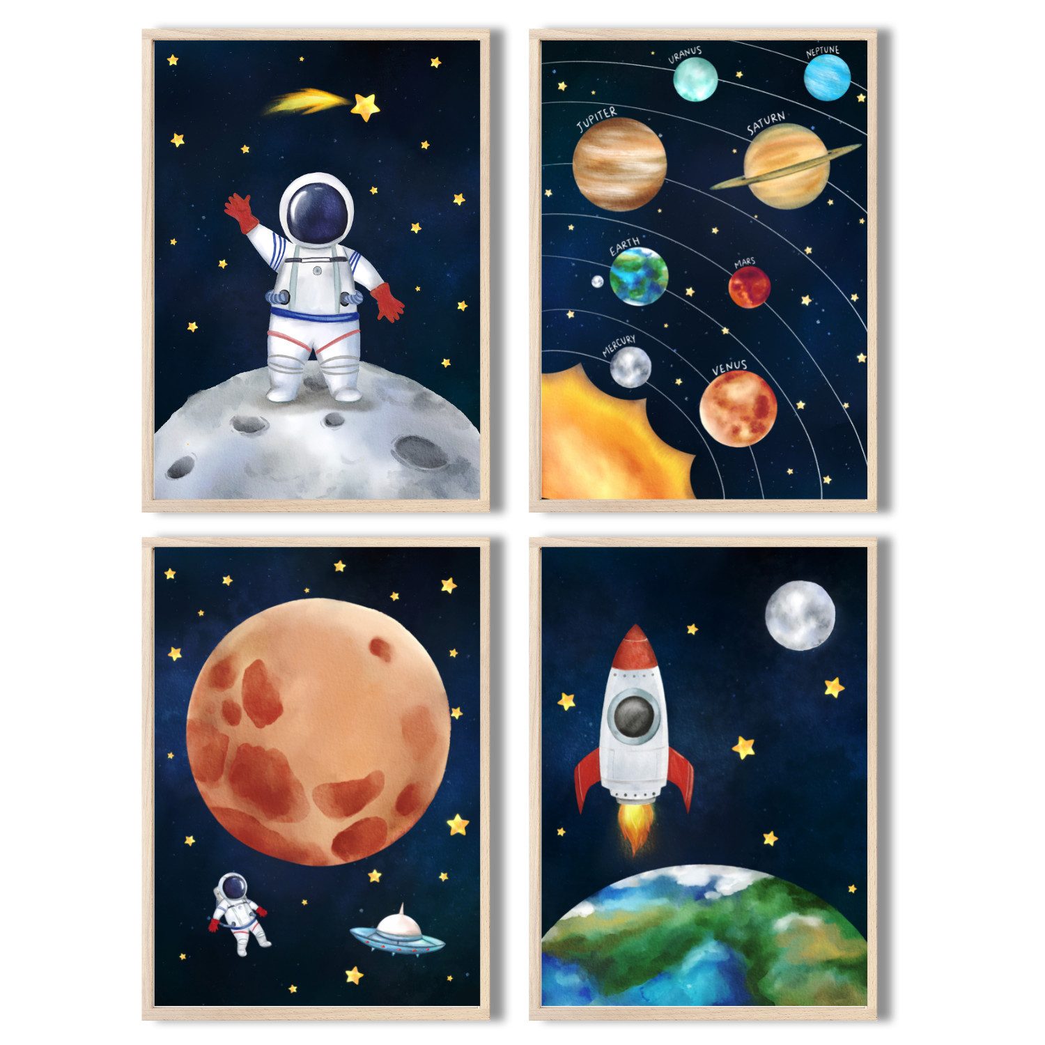 MeinBaby123® Poster Astronauten Bilder Kinderzimmer, Poster günstig online kaufen