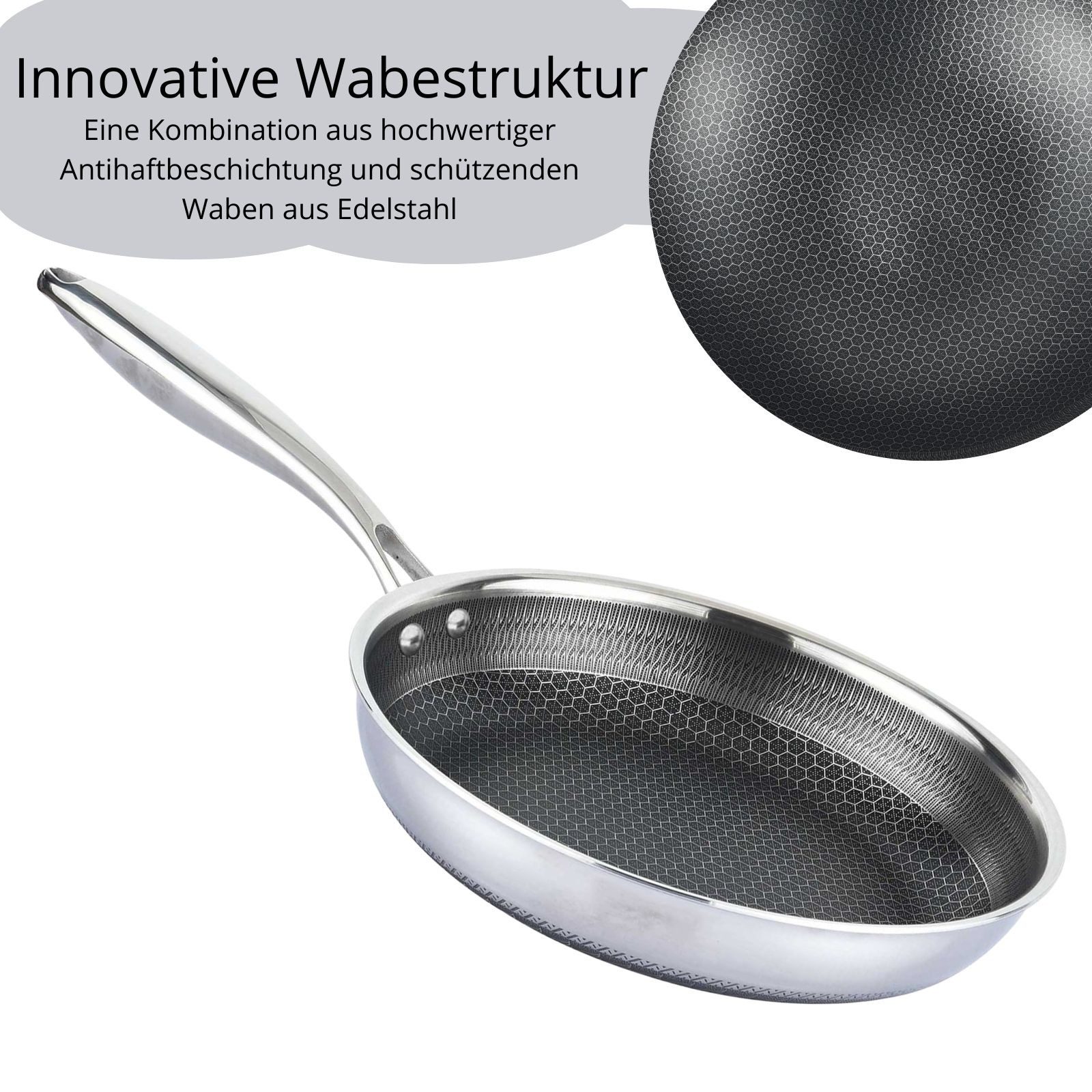 BIG-PAN Topf-Set Kochset 28 cm Dampfkocher Pfanne Mantowarka Deckel, Edelstahl (Gardampfkochtopf induktionsgeeignet, Dampfkochtopf Edelstahlpfanne Wabenstruktur), Dampfgarer Schmorpfanne mit Edelstahldeckel