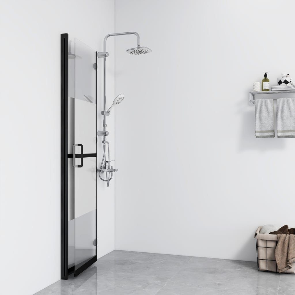 vidaXL Duschwand Faltbare begehbare Duschwand Halbmattiertes ESG-Glas 80x190 cm
