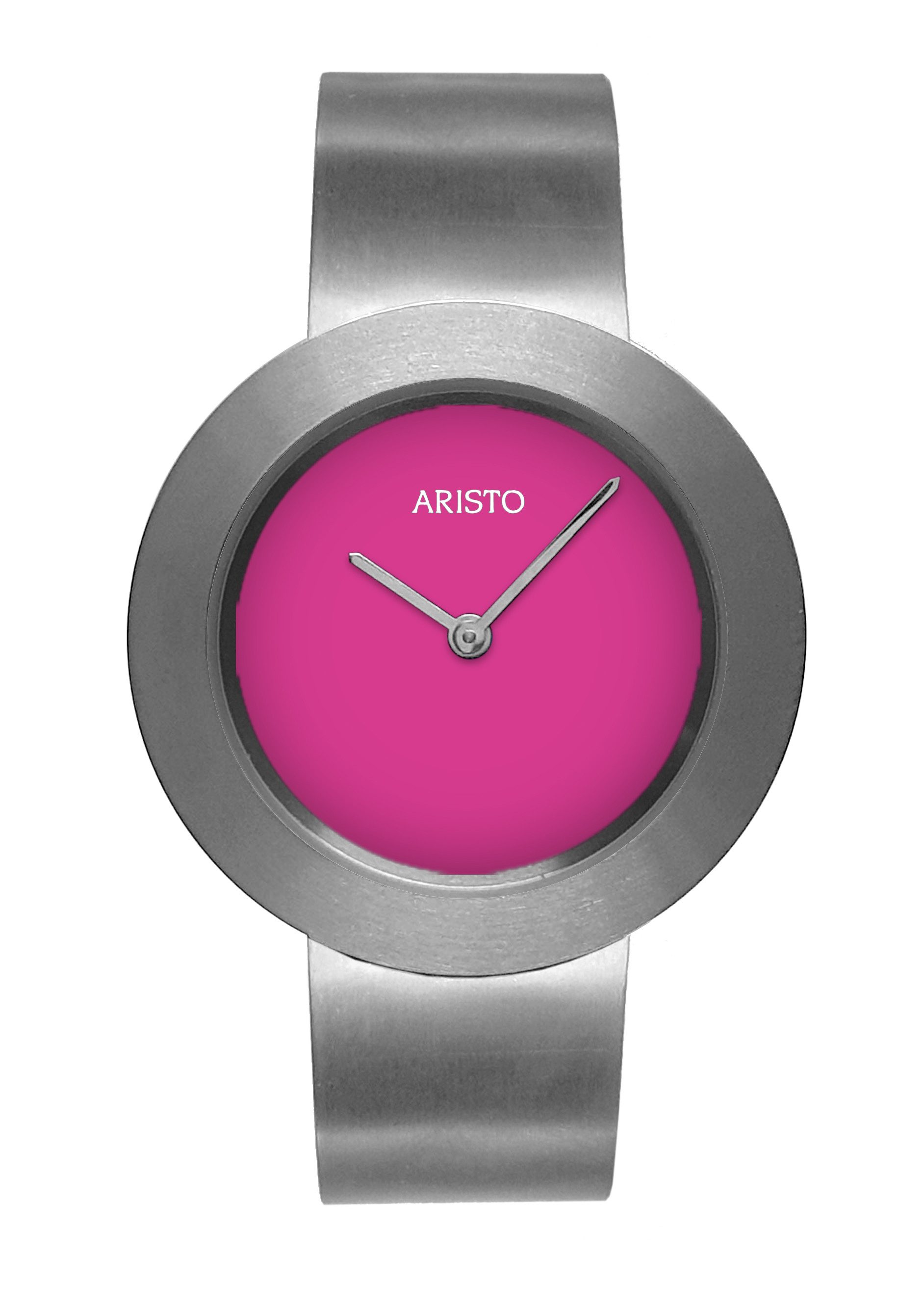 ARISTO Quarzuhr 5D111, Titan Damenuhr - Spangenarmband und Magenta Ziffernblatt, 5 bar wasserdichte und edles Mineralglas - Made in Germany