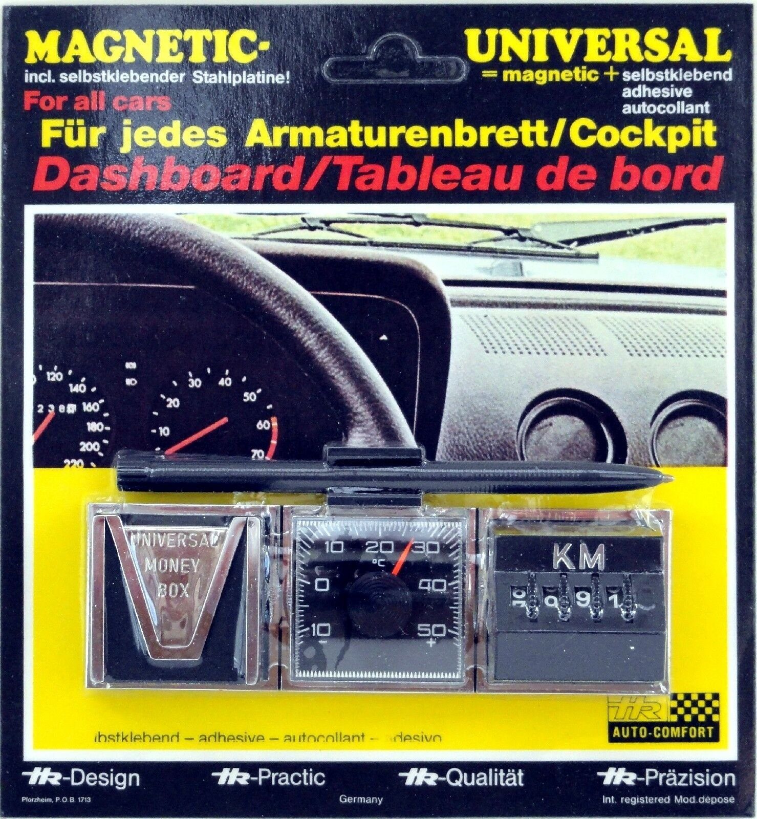 Raumthermometer Münzbox Thermometer KM Kilometerzähler in orig. 1974 Verpackung