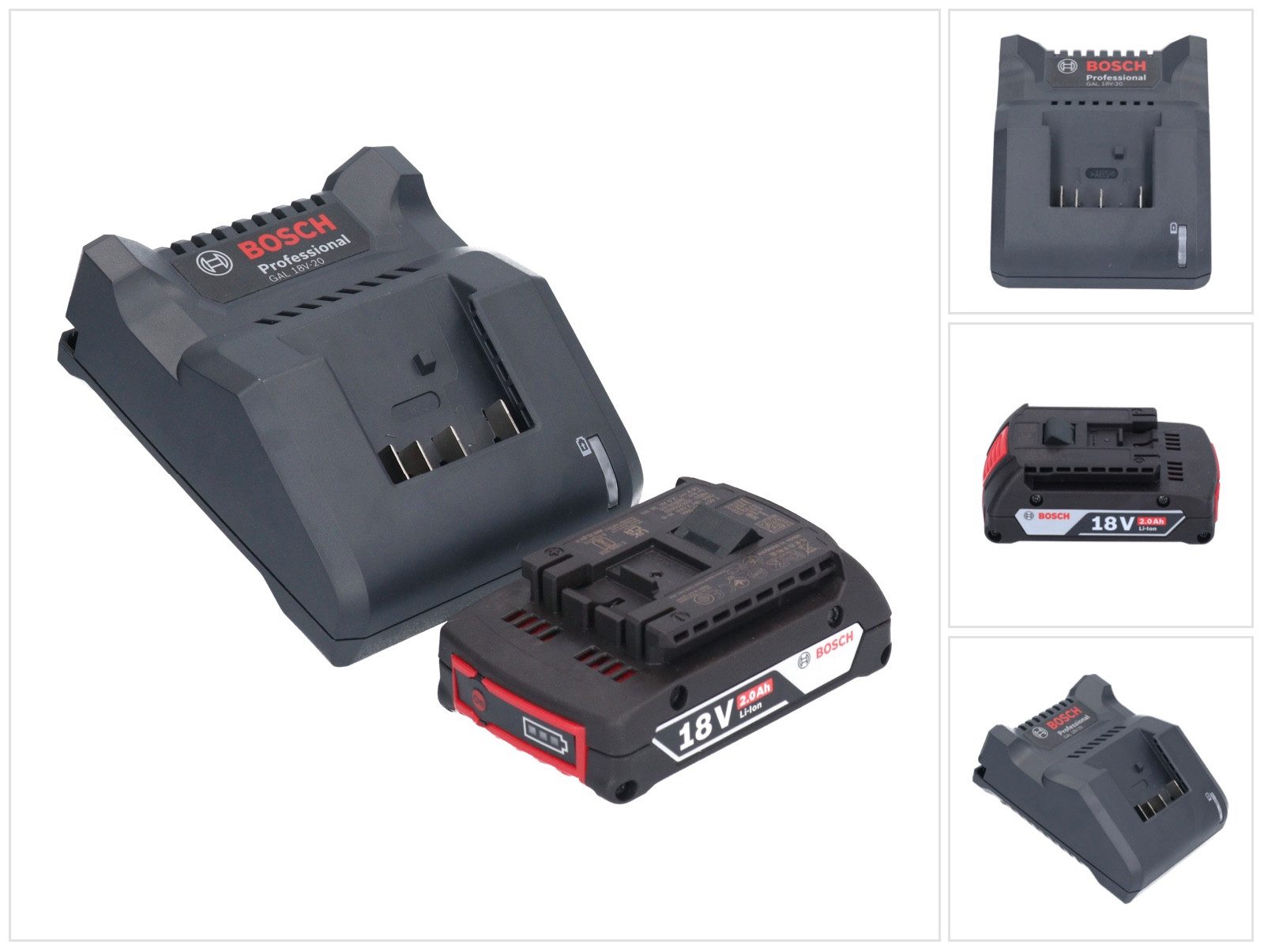 Bosch Professional GAL 18V-20 Akku Ladegerät 10,8 - 18 V 2 A (2607226281) + 1x GBA 18 Schnelllade-Gerät