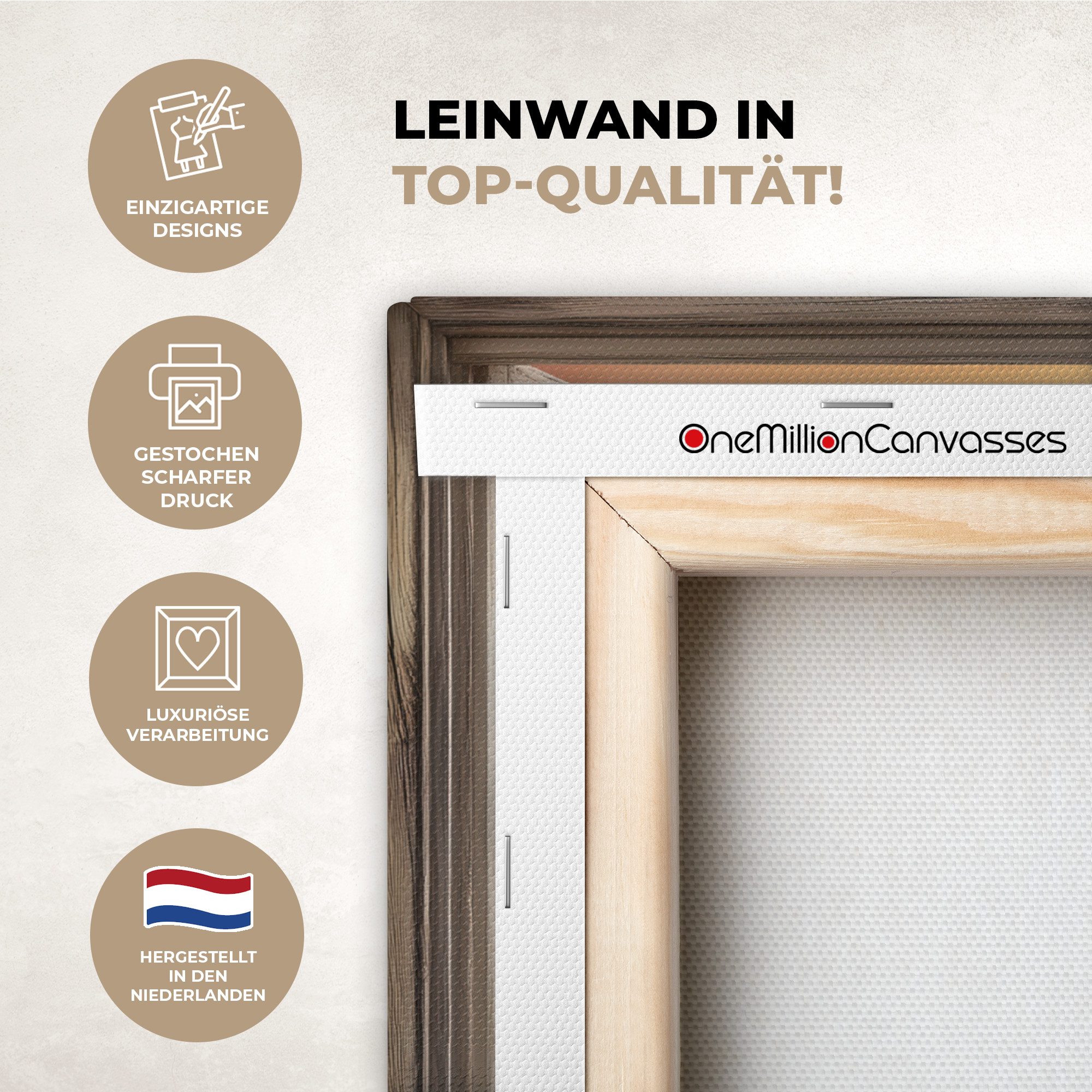 OneMillionCanvasses® Leinwandbild Fensterblick - Fenster - Mohnblumen - Blumen - Rot - Offenes Fenster, Fotodruck (1 St), Leinwand Bilder Klein, Wand Dekoration Aesthetic 30x20 cm