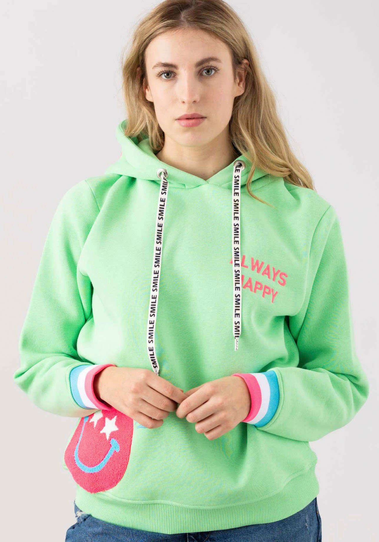 Zwillingsherz Hoodie Always Happy Hoodiebänder mit Aufdruck