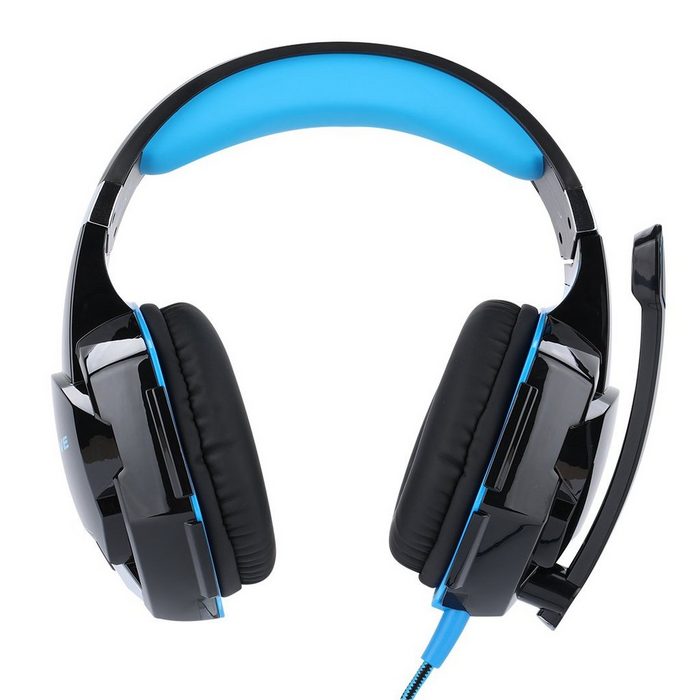 Xssive Premium Gaming Headset Kopfhörer Gamer LED Beleuchtung kompatibel mit Laptop PC PS4 PS5 & Xbox One Switch schwarz/blau Gaming-Headset