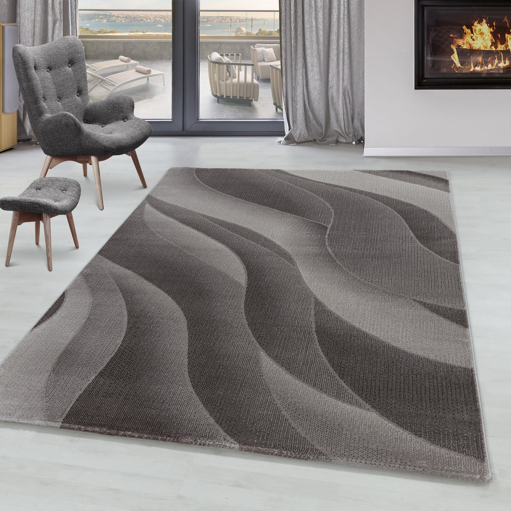 SIMPEX24 Designteppich Wellen Design, Läufer, Höhe: günstig online kaufen