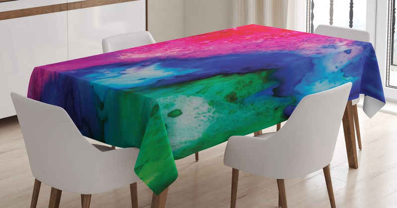 Abakuhaus Tischdecke Farbfest Waschbar Für den Außen Bereich geeignet Klare Farben, Tie Dye Aquarell Buntes Kunstwerk