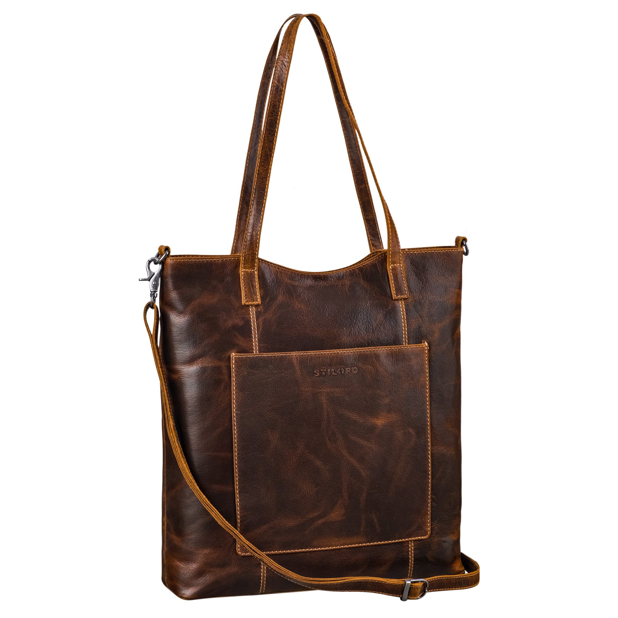 STILORD Handtasche "Trixie" XL Shopper Leder Damen mit Schultergurt für 16 Zoll Laptop