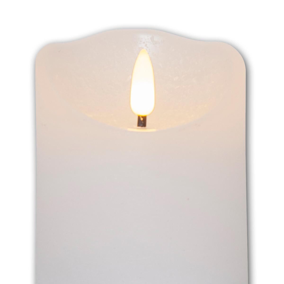 STAR TRADING LED-Kerze LED Echtwachs-Kerze 3D FLAMME RUSTIC 3er Set weiß, warmweiß