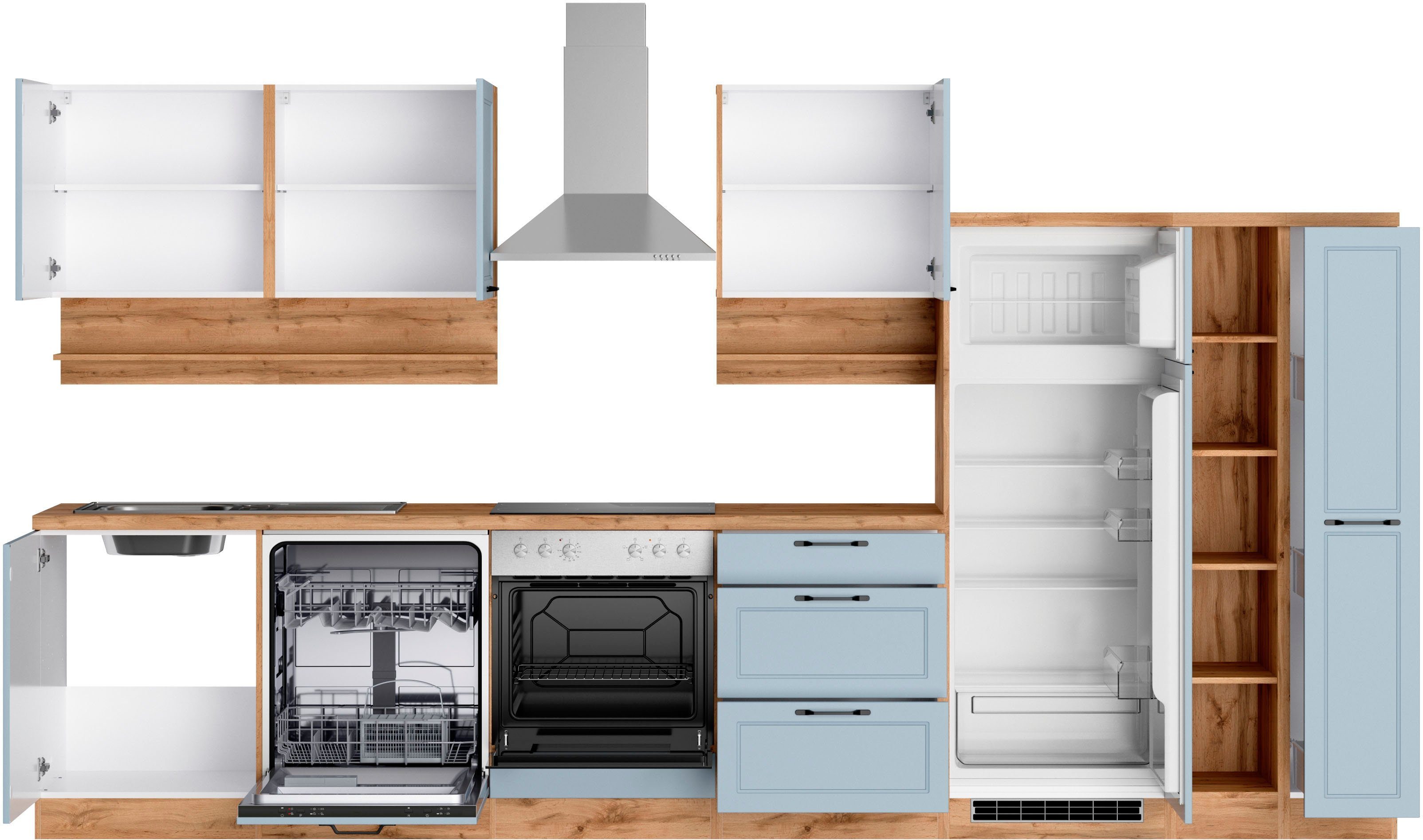 KOCHSTATION Küchenzeile KS-Lana, 360 cm breit, wahlweise mit oder ohne E-Geräte