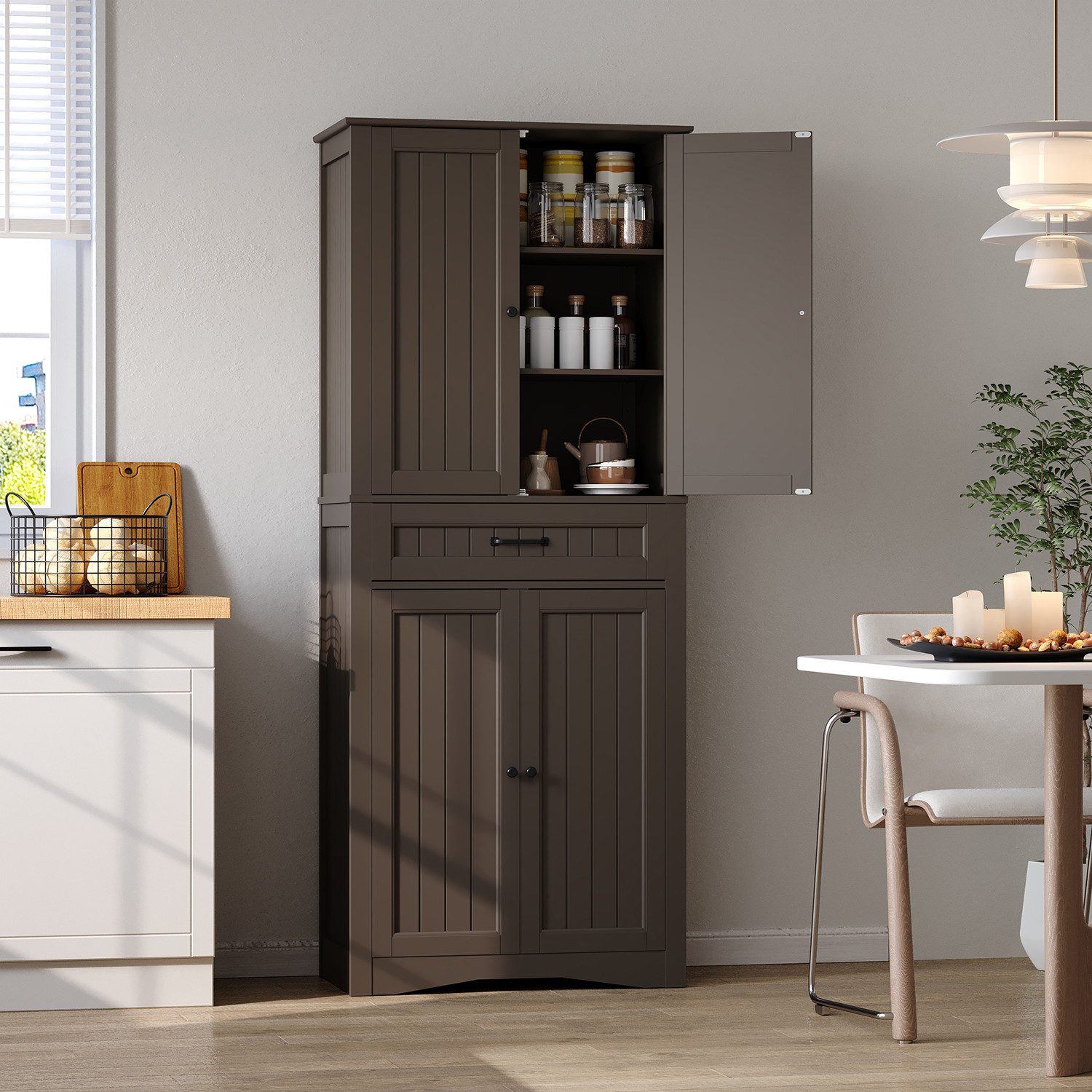 Bealife Küchenbuffet Küchen Hochschränke mit 4 Türen und 1/2 Schublade, H:1 günstig online kaufen