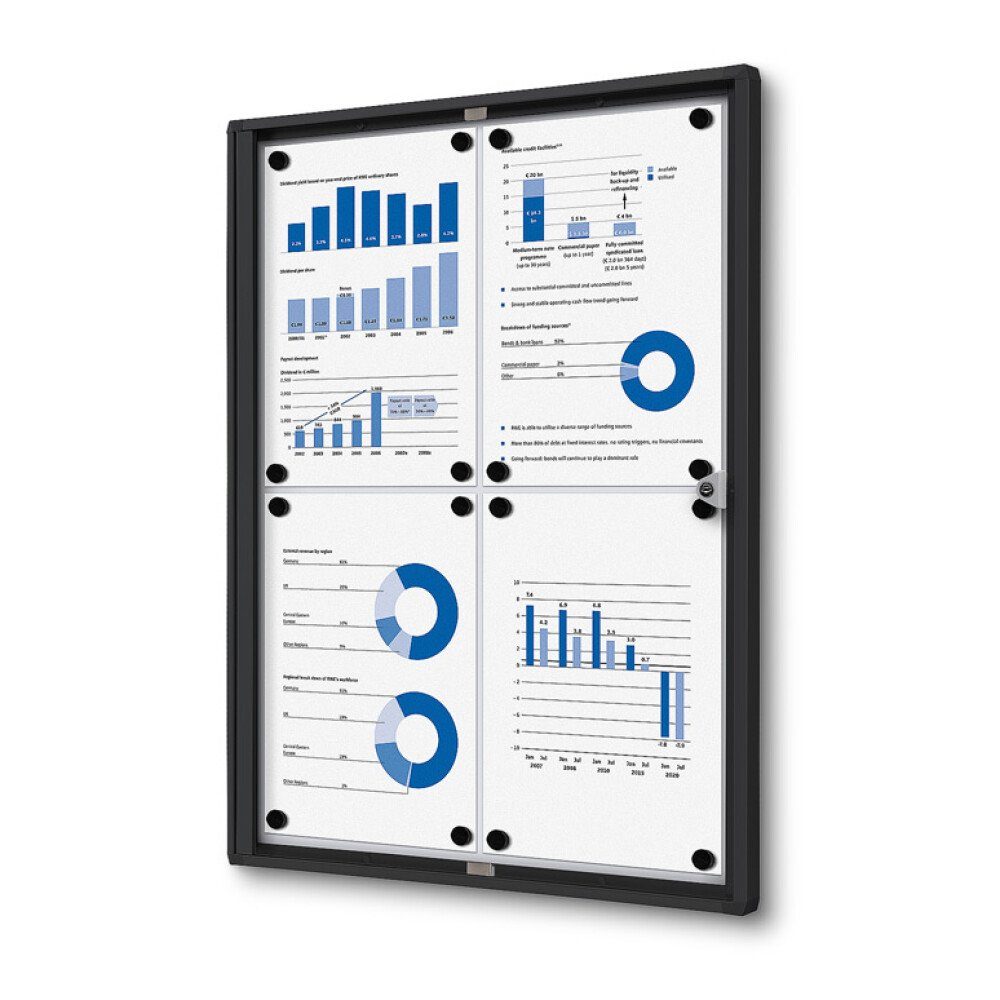 Hängevitrine Economy SCXS - 4x DIN A4 - Aluminium - Schwarz