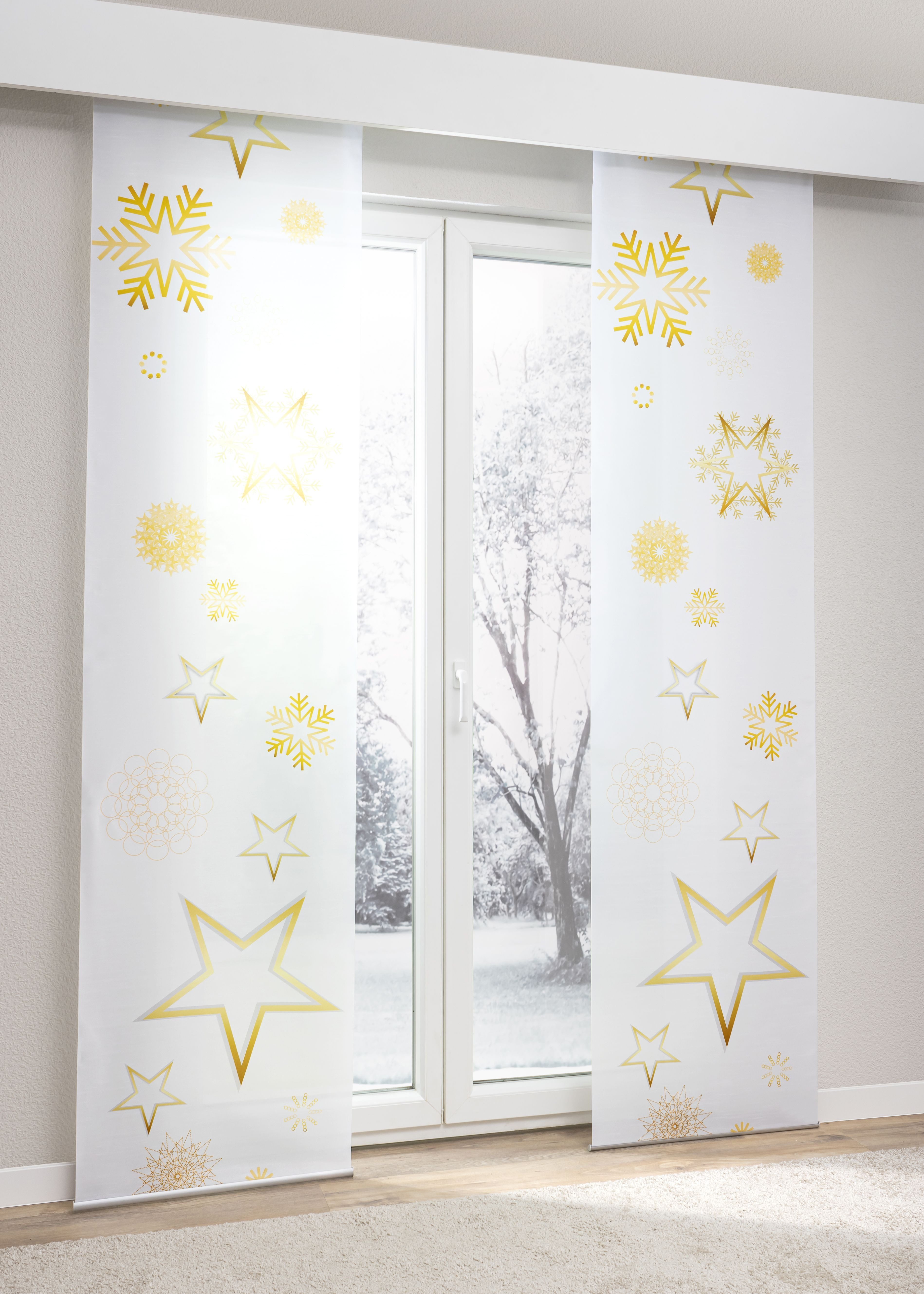 LYSEL® Schiebegardine Weihnachtssterne (1 St), halbtransparent, HxB 245x60cm